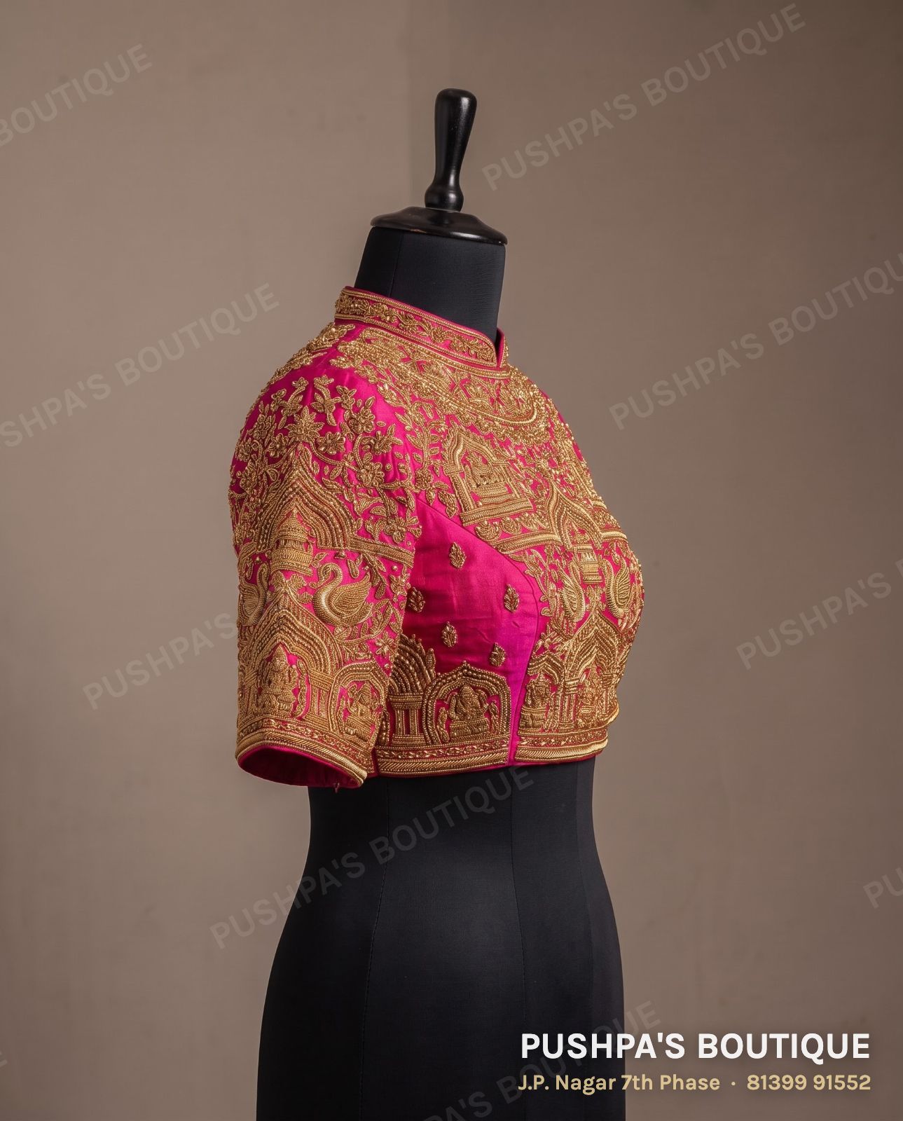Designer blouse PB-021, high neck, keyhole back, photo 3