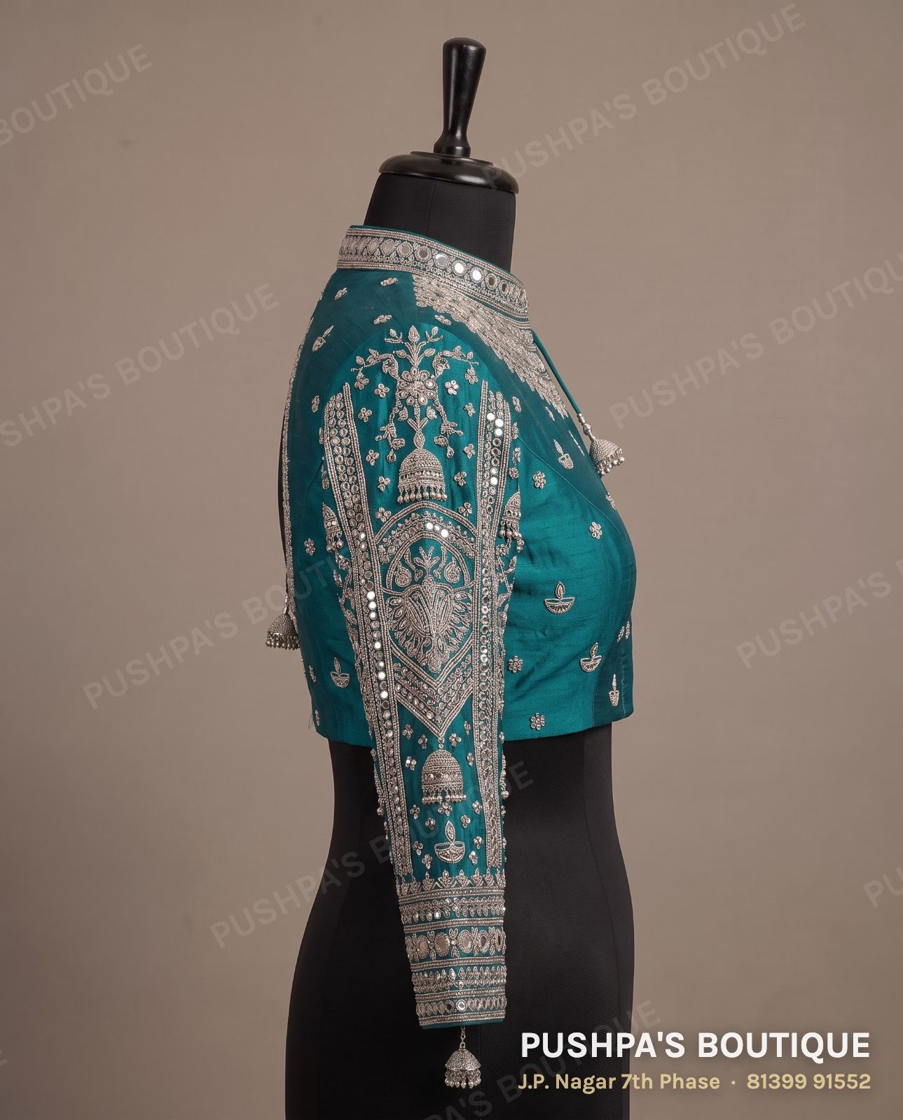 Designer blouse PB-024, collar, keyhole back, full sleeve, photo 3