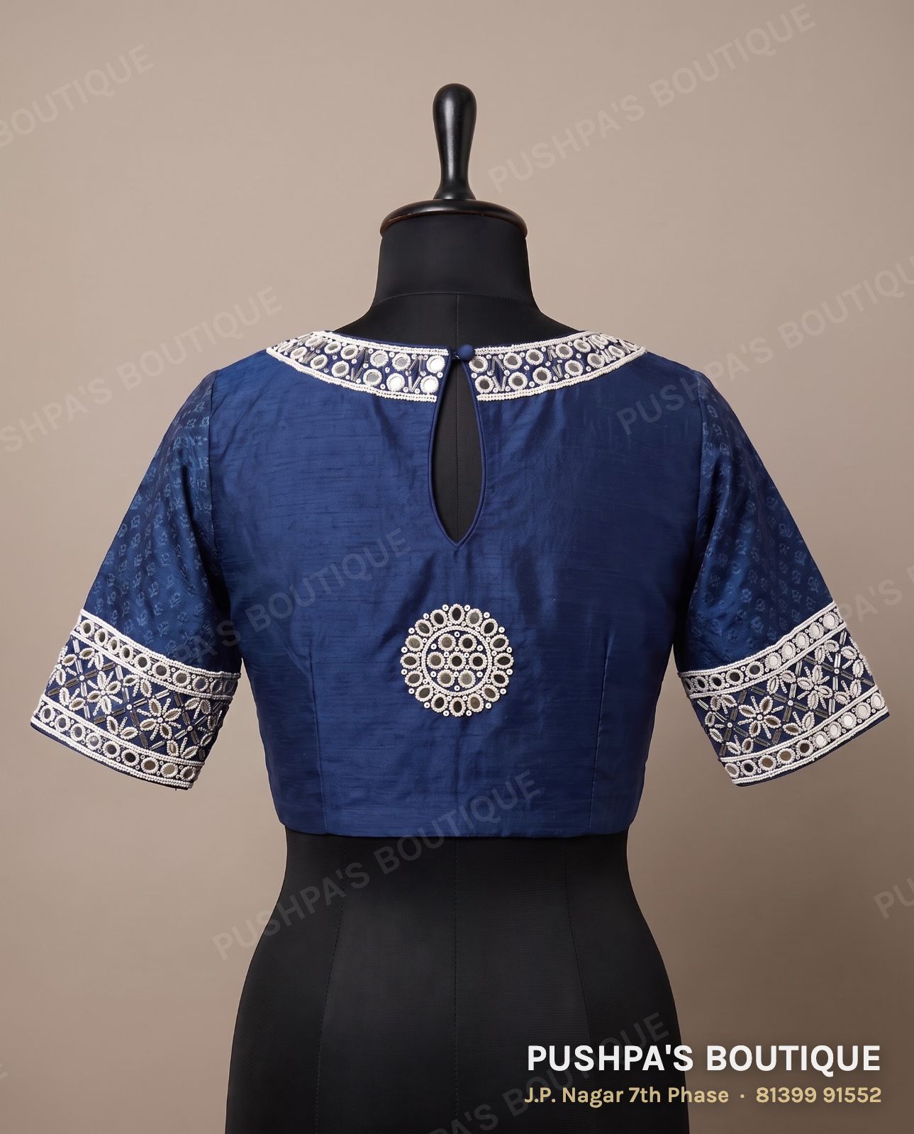 Designer blouse PB-027, keyhole back, elbow sleeve, photo 2