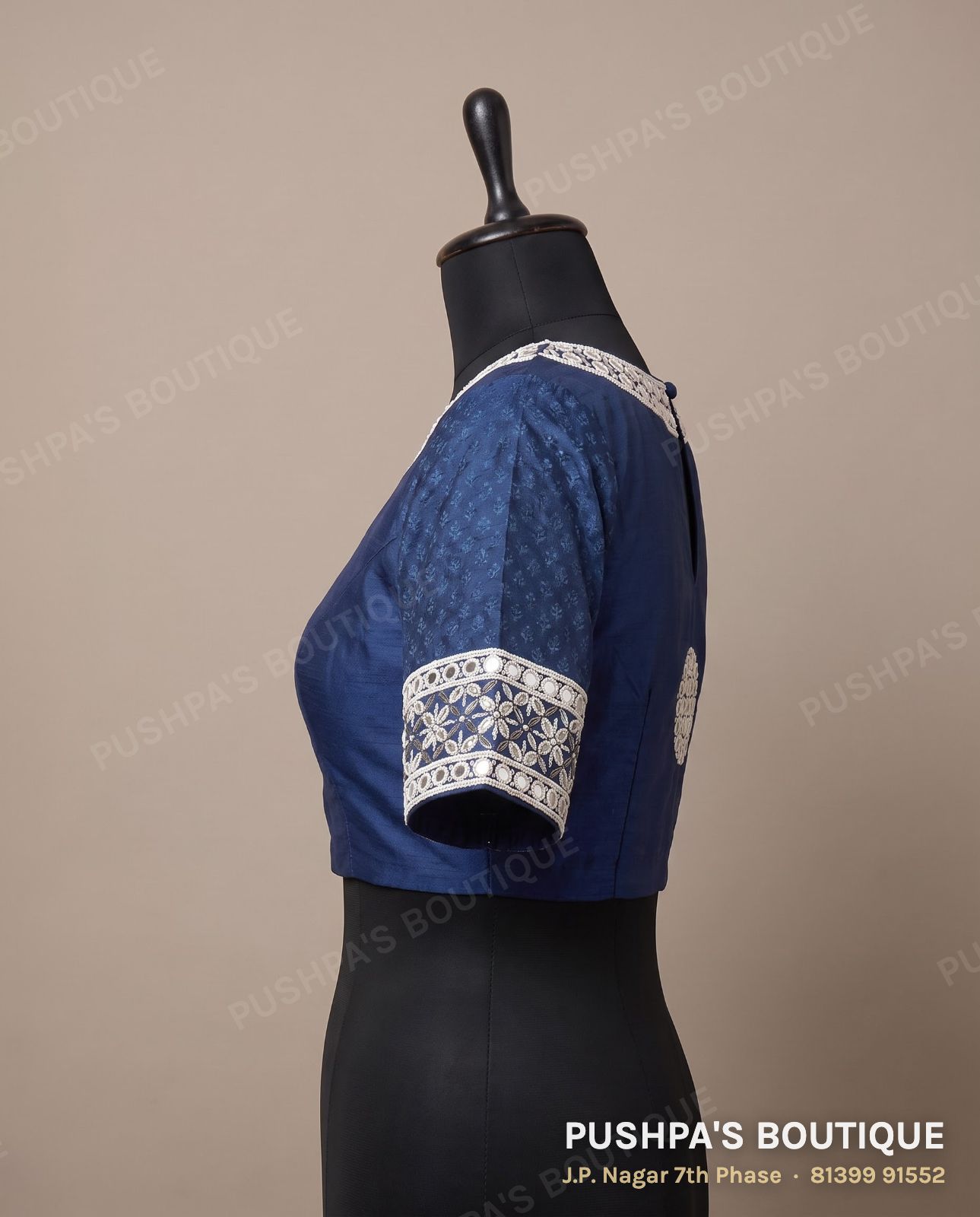 Designer blouse PB-027, keyhole back, elbow sleeve, photo 3