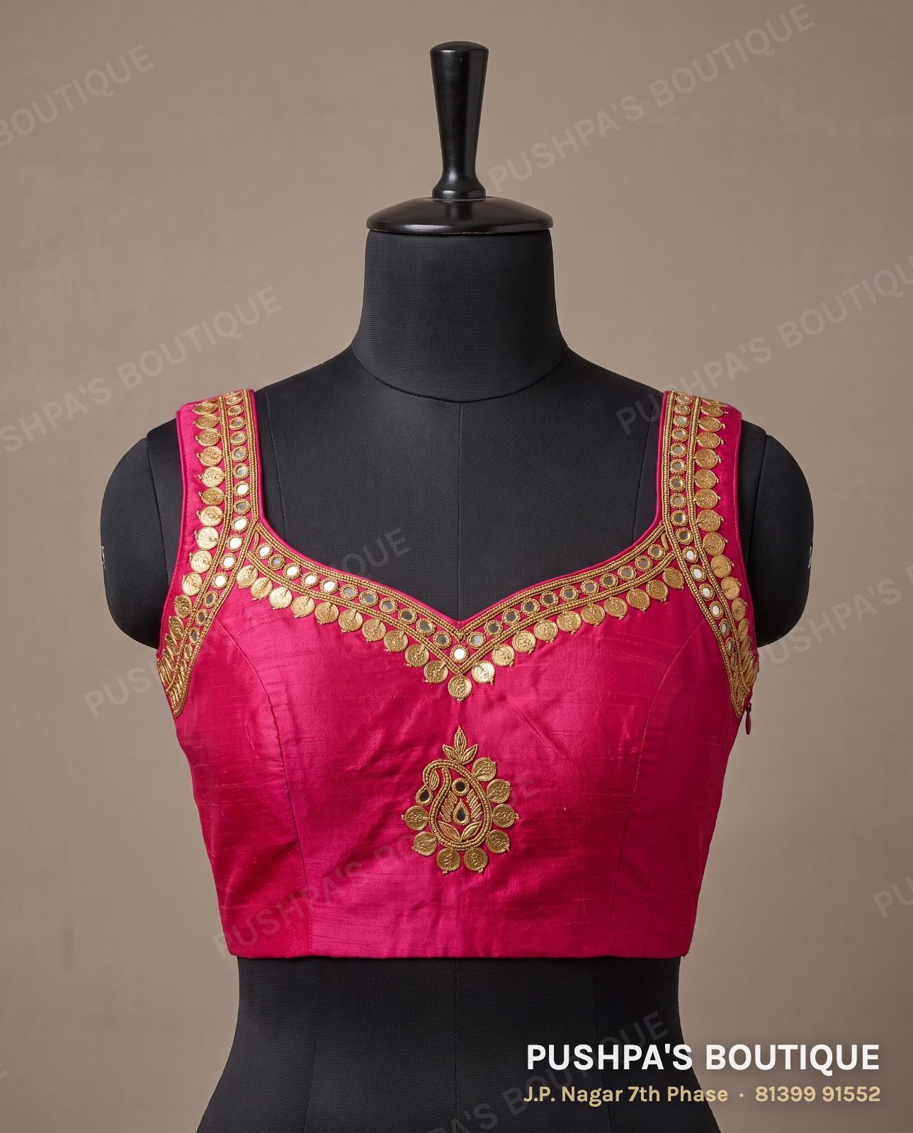 Designer blouse PB-031, sweetheart neck, zip back, sleeveless