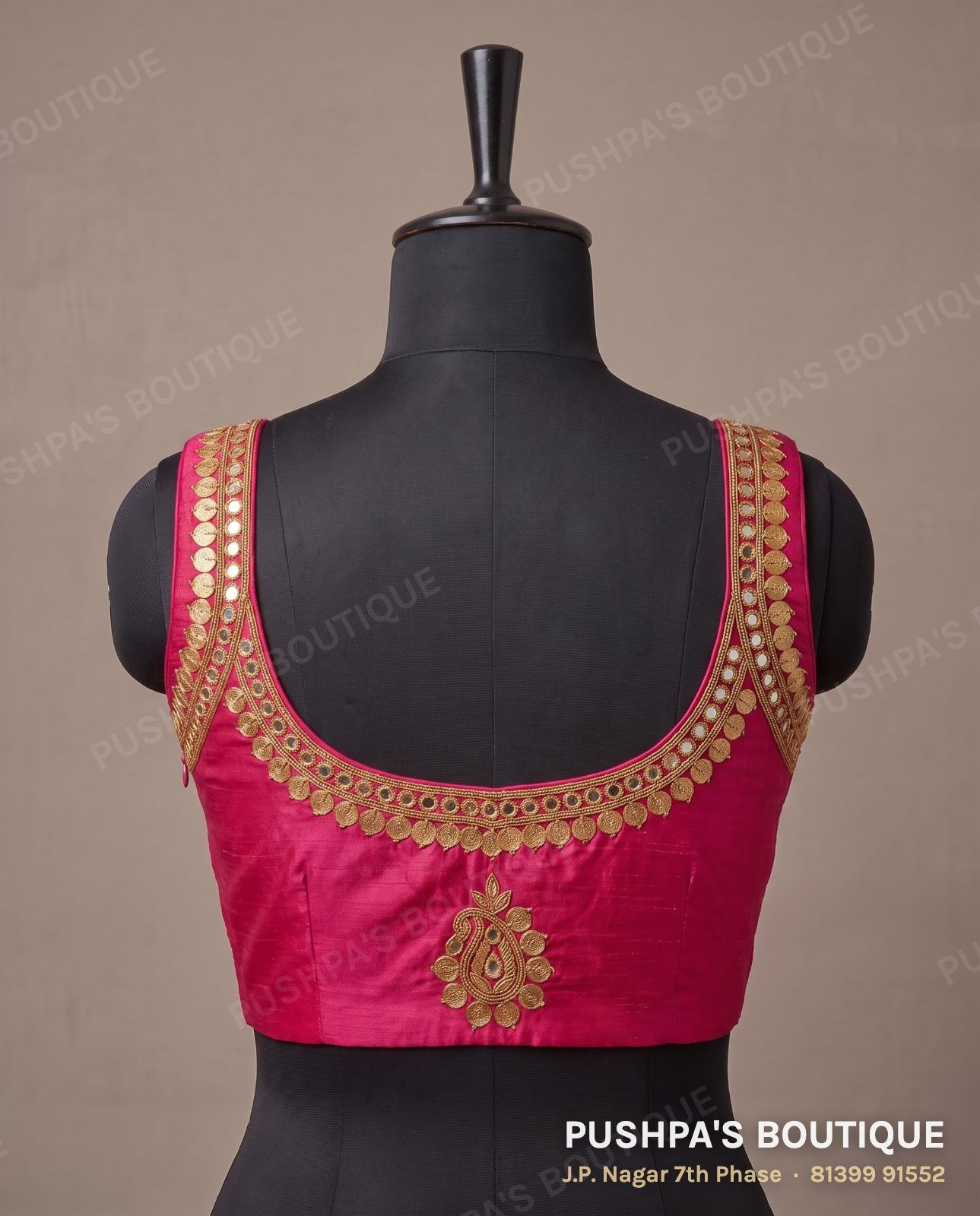 Designer blouse PB-031, sweetheart neck, zip back, sleeveless, photo 2