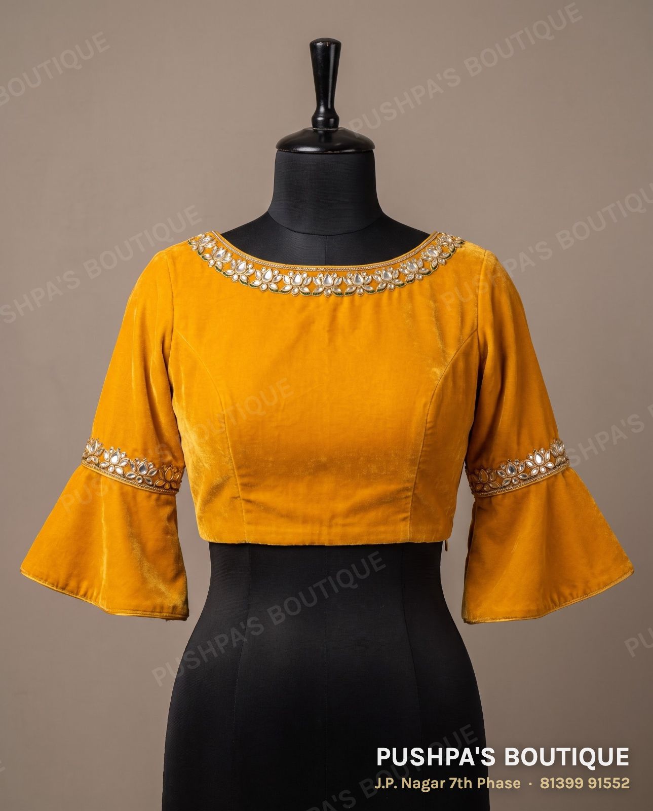 Designer blouse PB-032, boat neck, window back