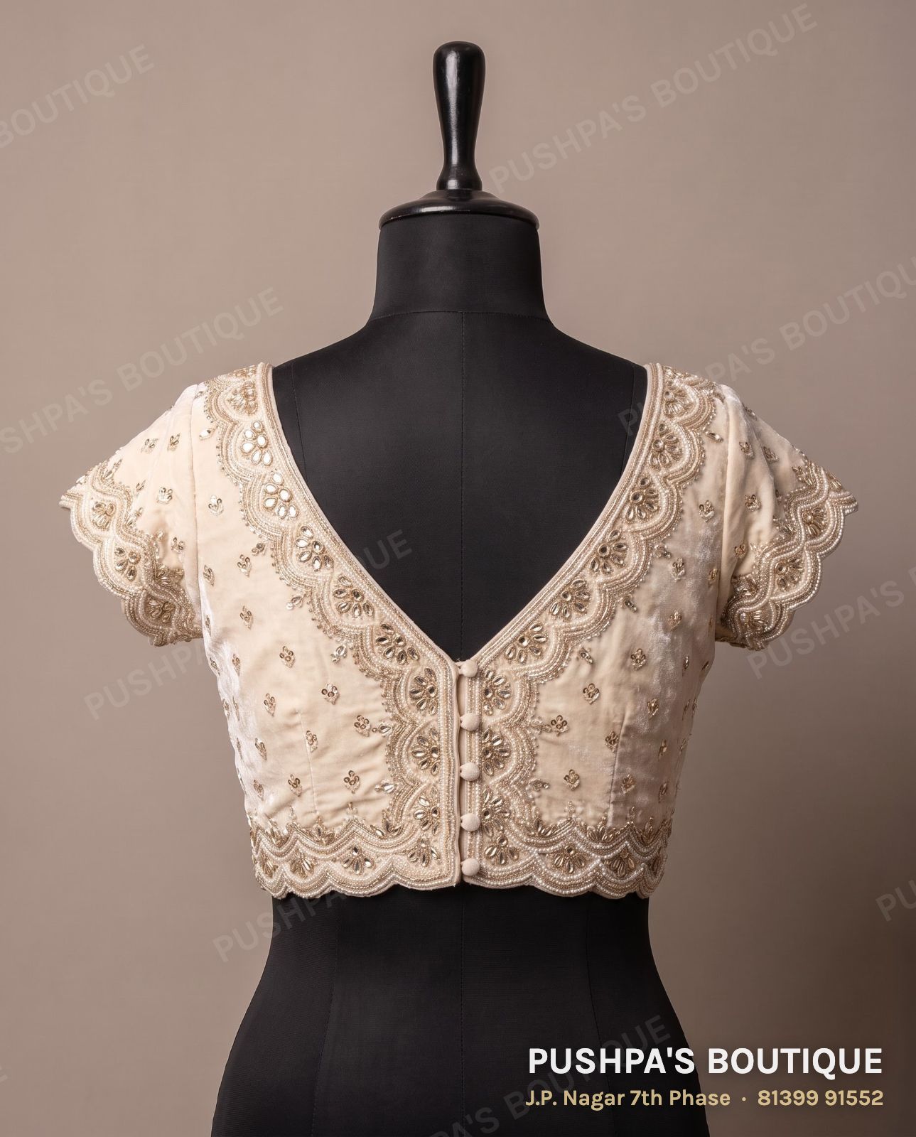 4 dot blouse PB-034, V neck, window back, cap sleeve, photo 2