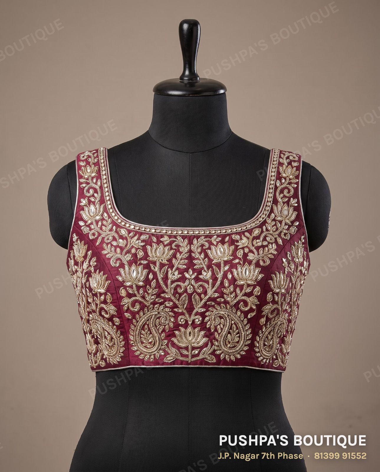 4 dot blouse PB-035, square neck, dori back, sleeveless