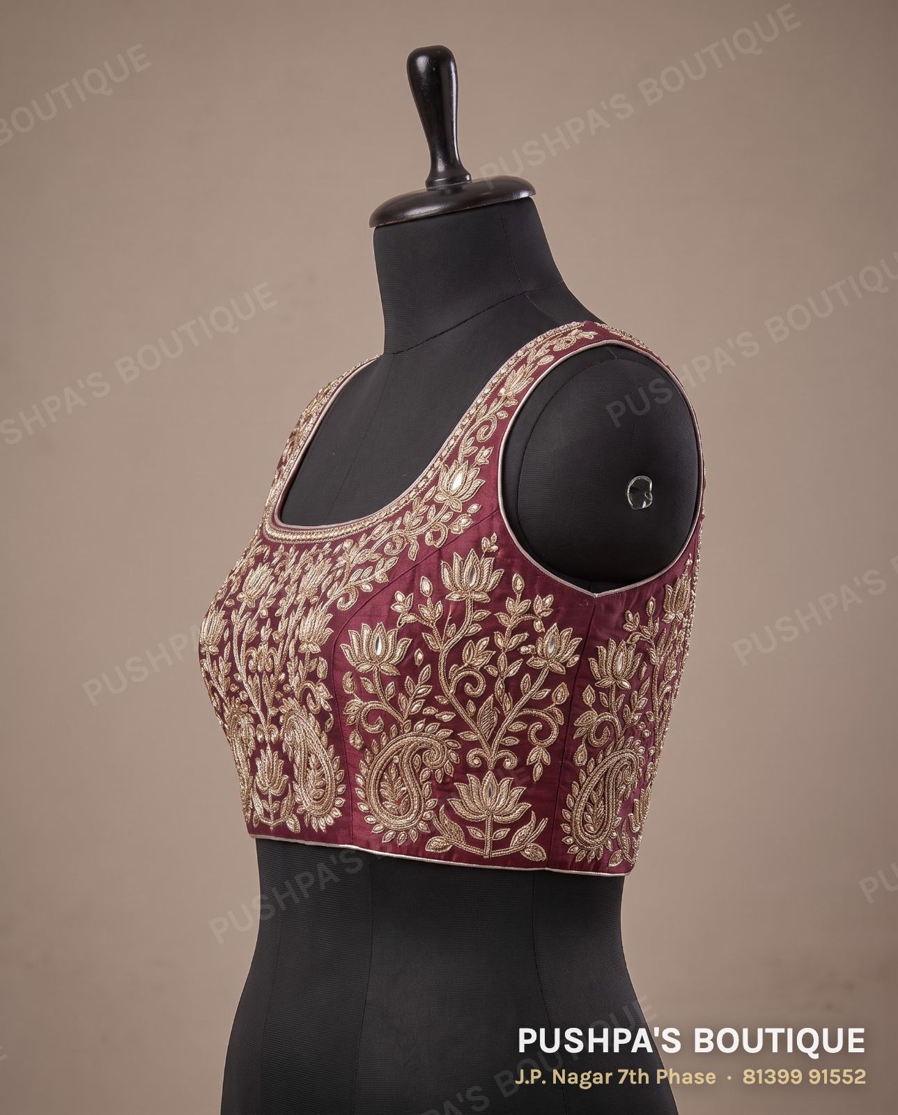 4 dot blouse PB-035, square neck, dori back, sleeveless, photo 3
