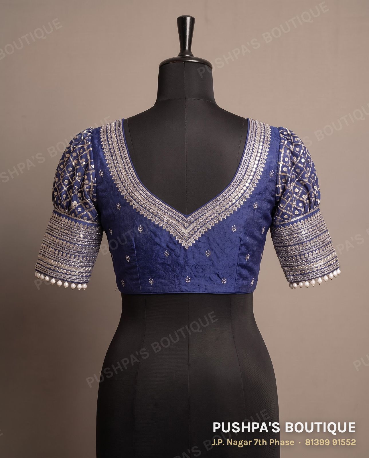 4 dot blouse PB-036, sweetheart neck, dori back, puff sleeve, photo 2