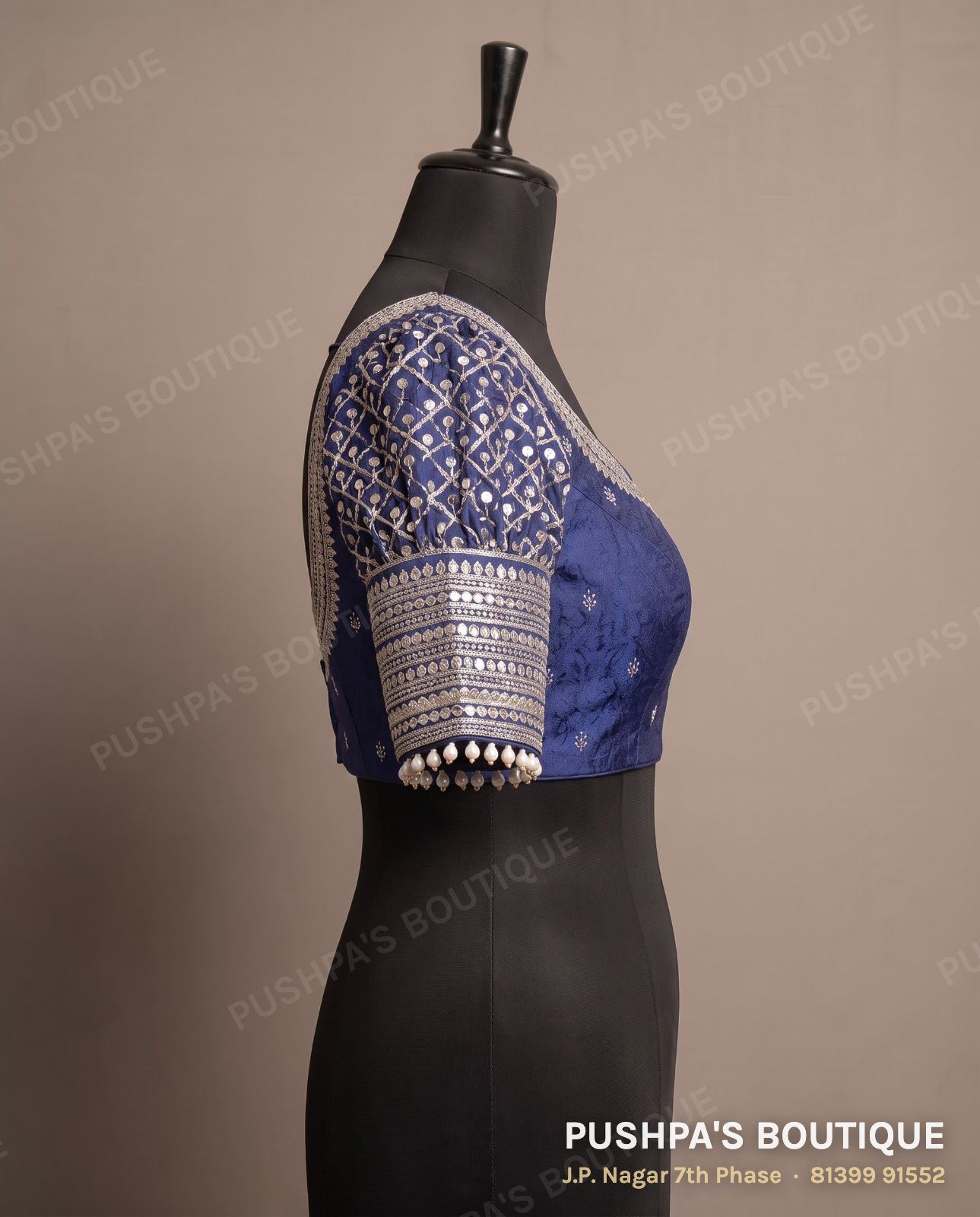 4 dot blouse PB-036, sweetheart neck, dori back, puff sleeve, photo 3