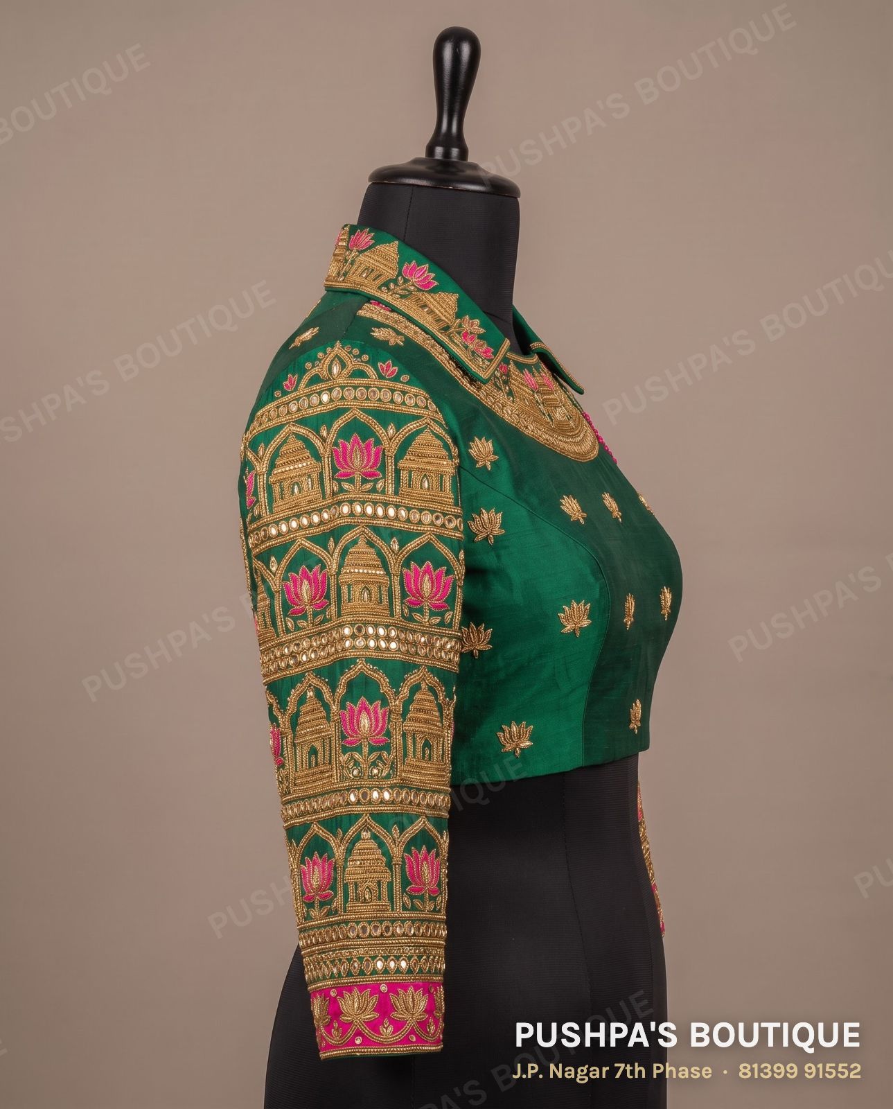 4 dot blouse PB-037, collar, window back, full sleeve, photo 3