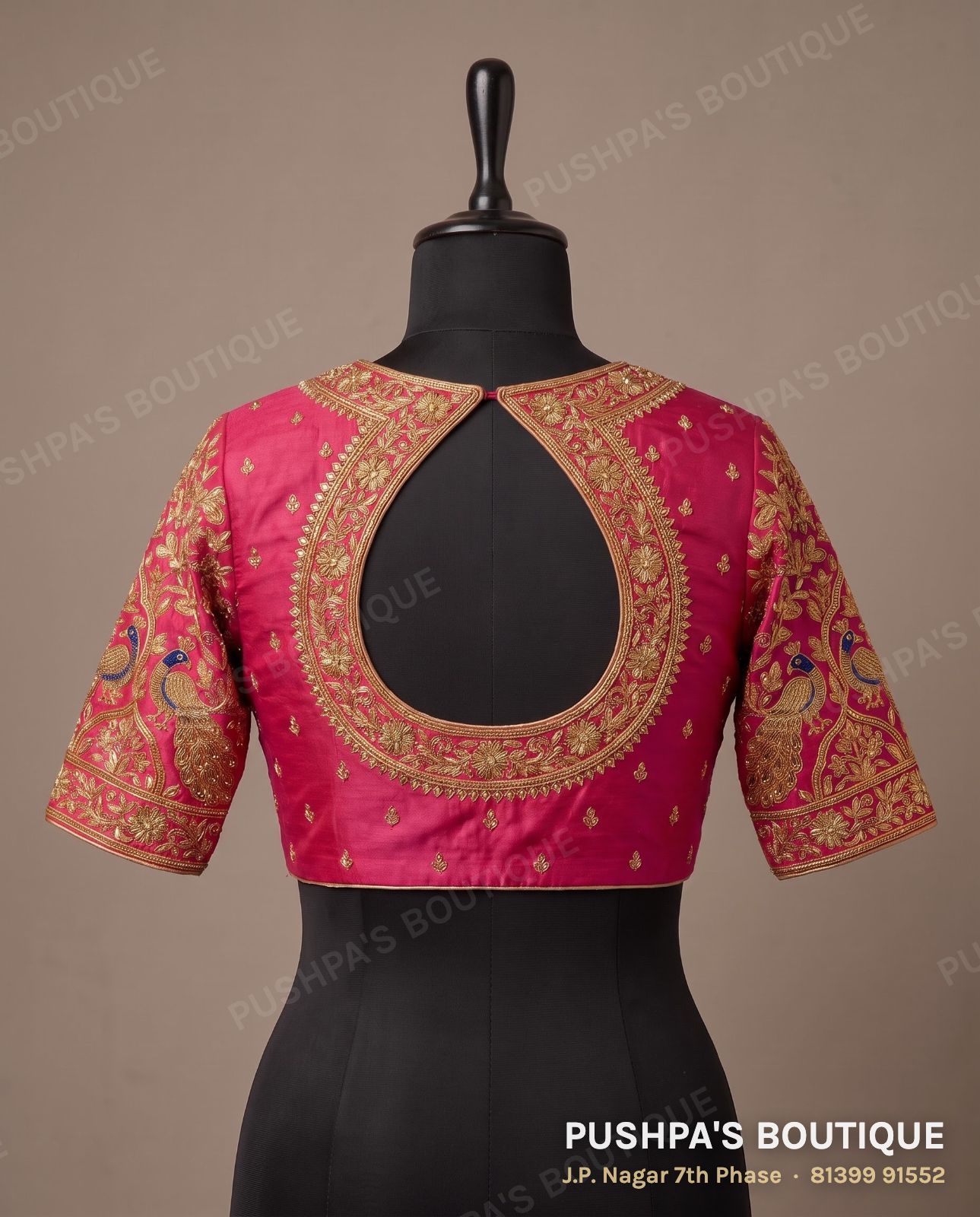 4 dot blouse PB-039, window back, elbow sleeve, photo 2