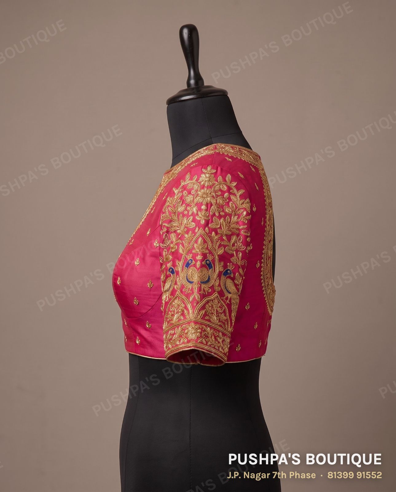 4 dot blouse PB-039, window back, elbow sleeve, photo 3