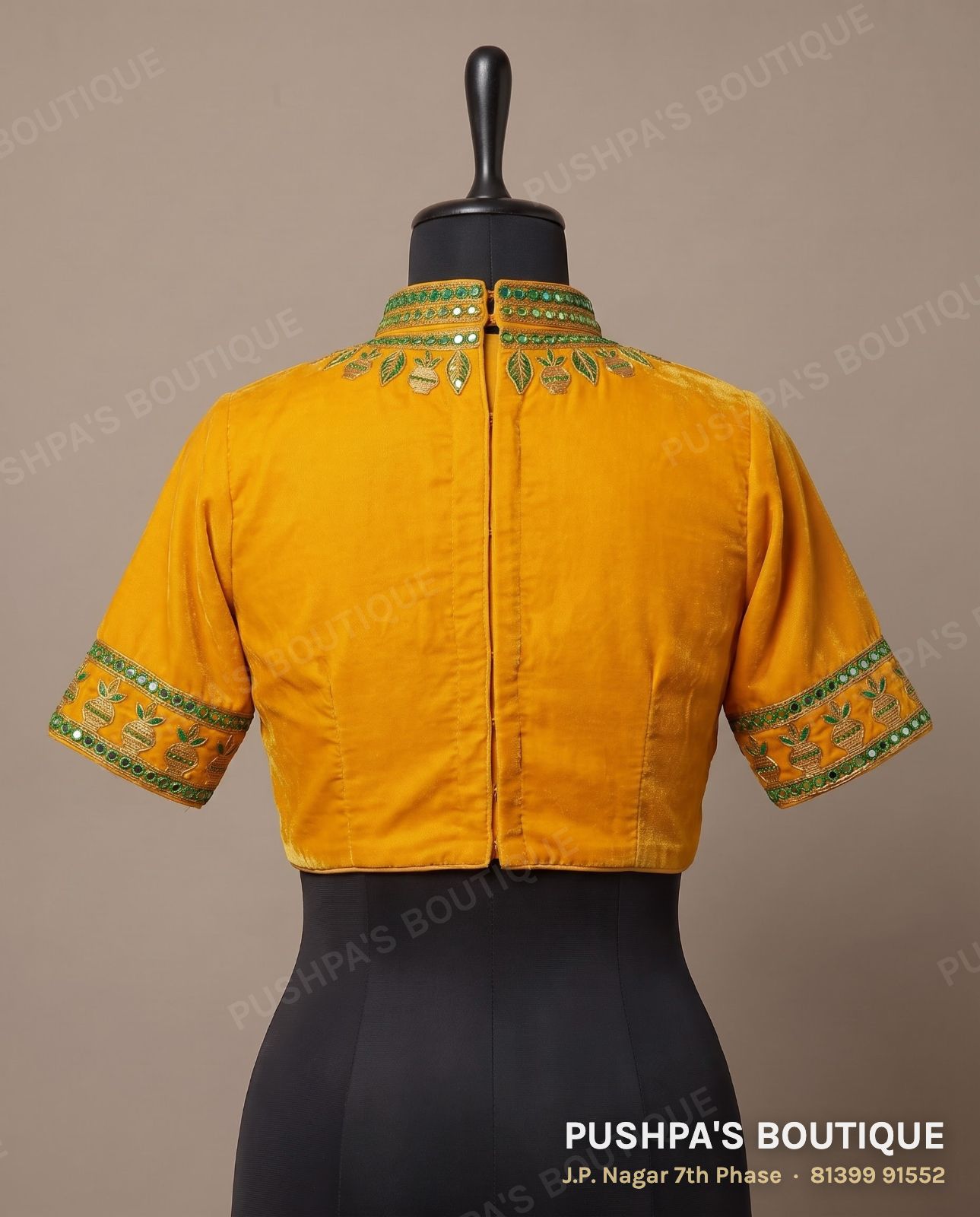 4 dot blouse PB-040, high neck, dori back, short sleeve, photo 2