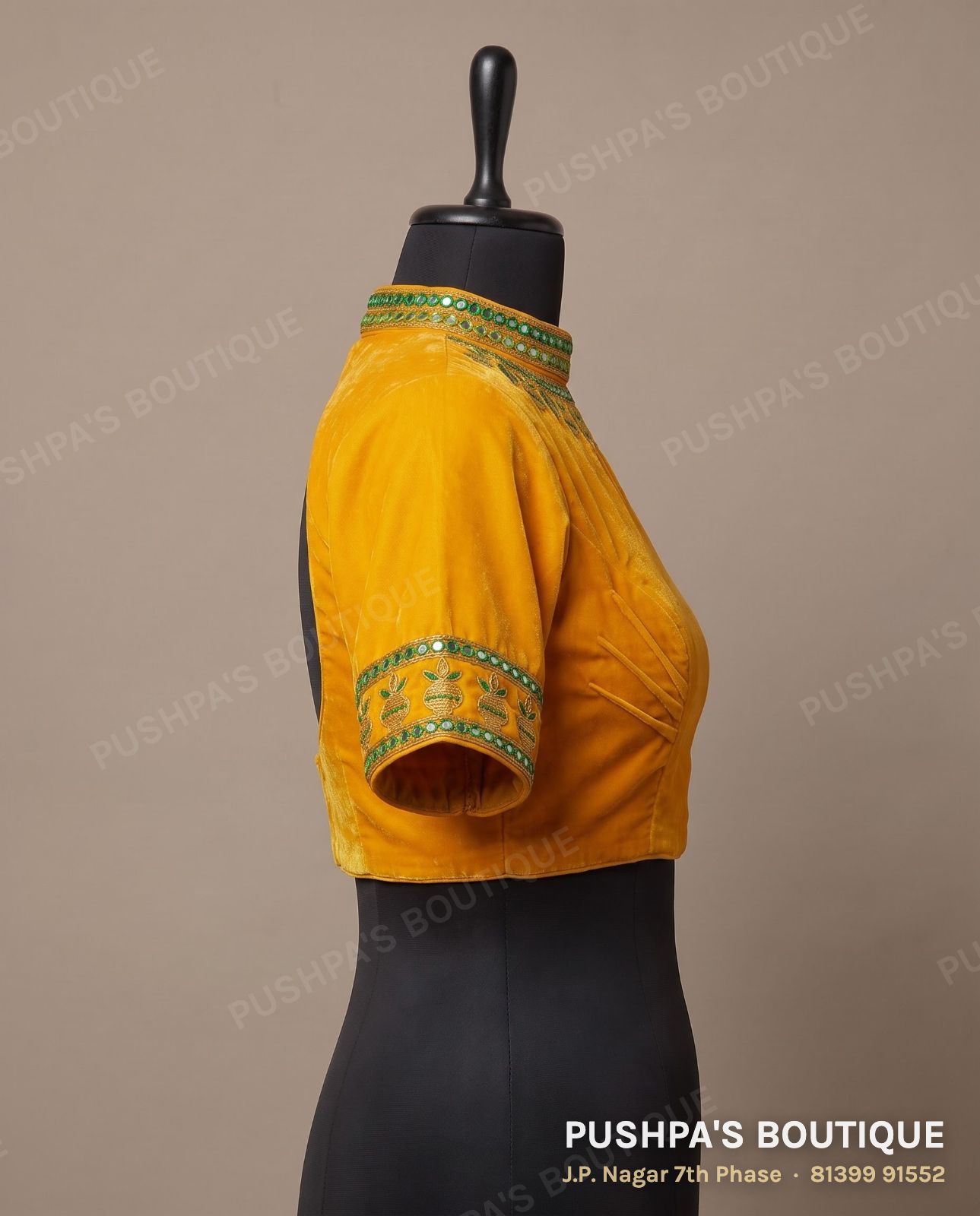 4 dot blouse PB-040, high neck, dori back, short sleeve, photo 3