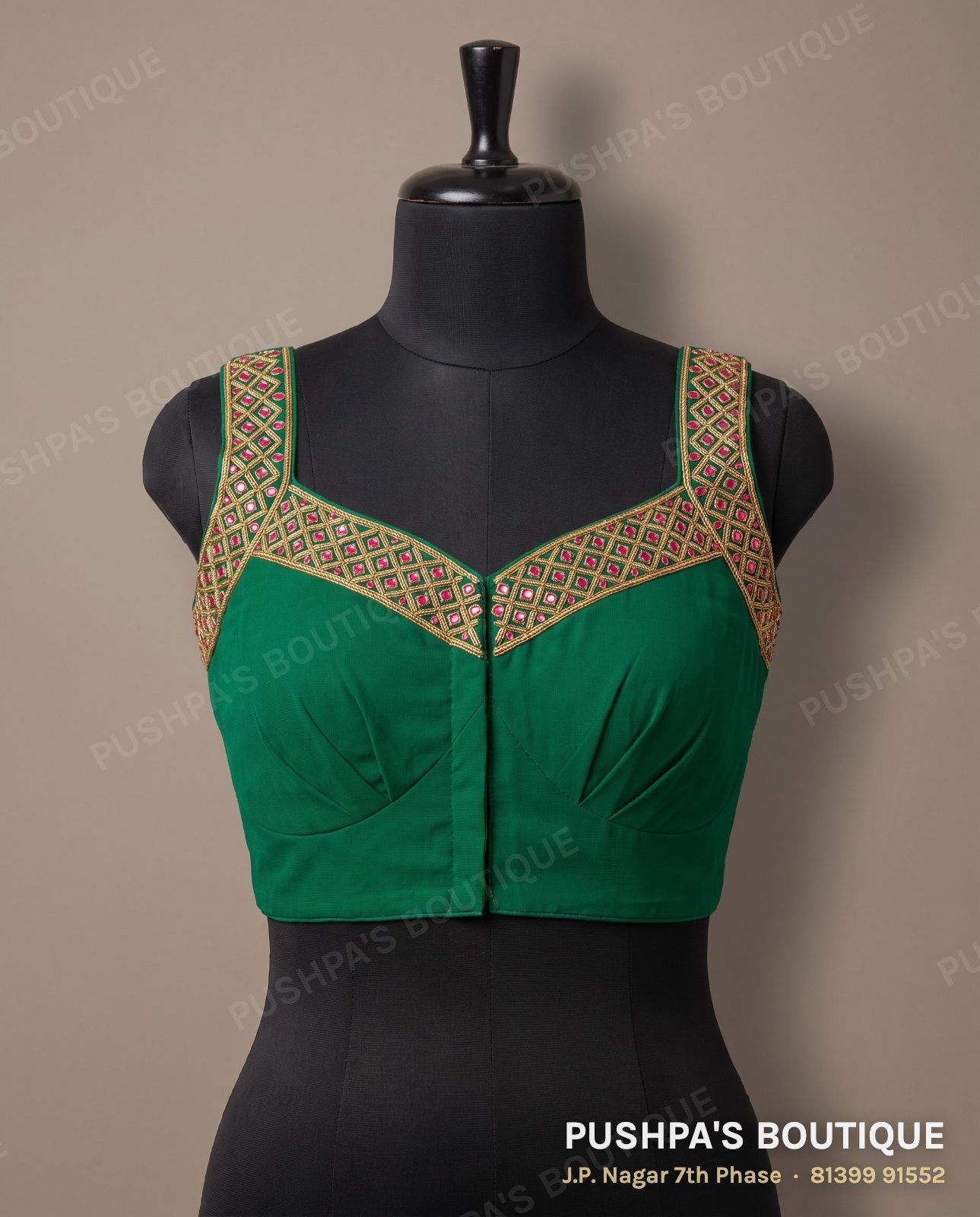 4 dot blouse PB-041, sweetheart neck, button back, sleeveless