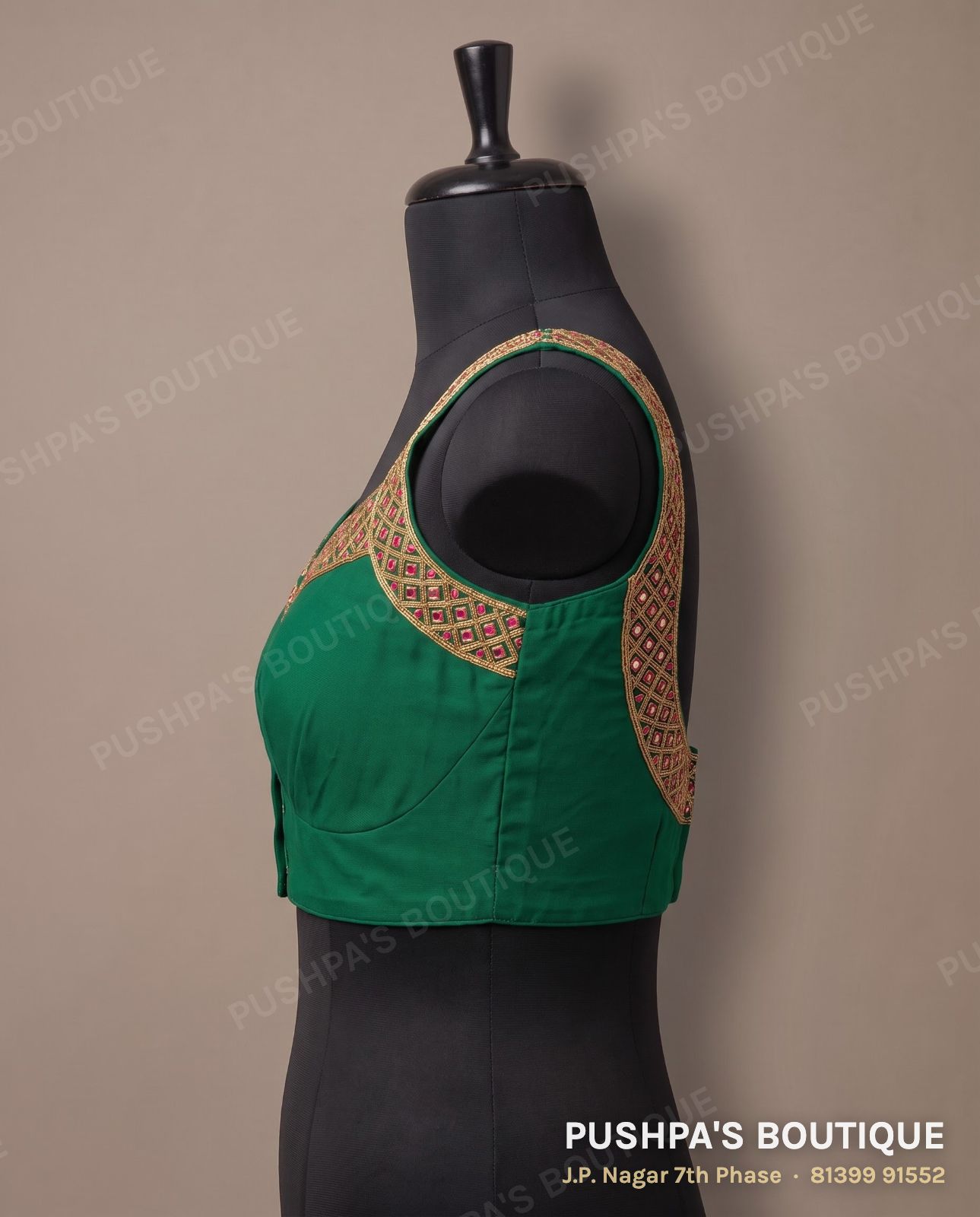 4 dot blouse PB-041, sweetheart neck, button back, sleeveless, photo 3