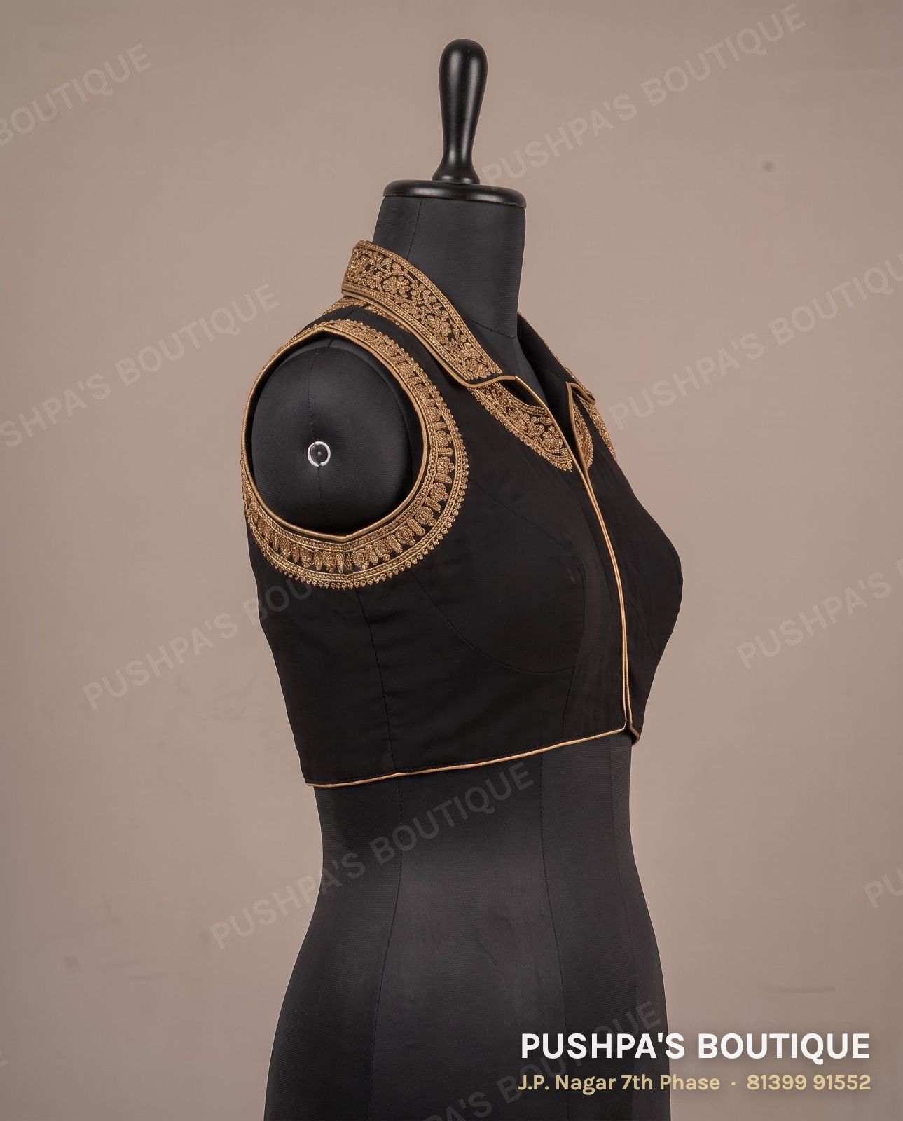 4 dot blouse PB-042, collar, dori back, sleeveless, photo 3