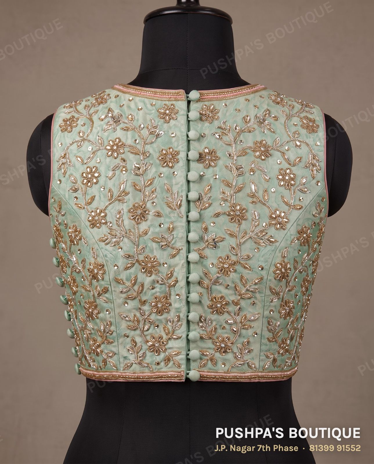 Princess cut blouse with pads PB-043, button back, sleeveless, photo 2