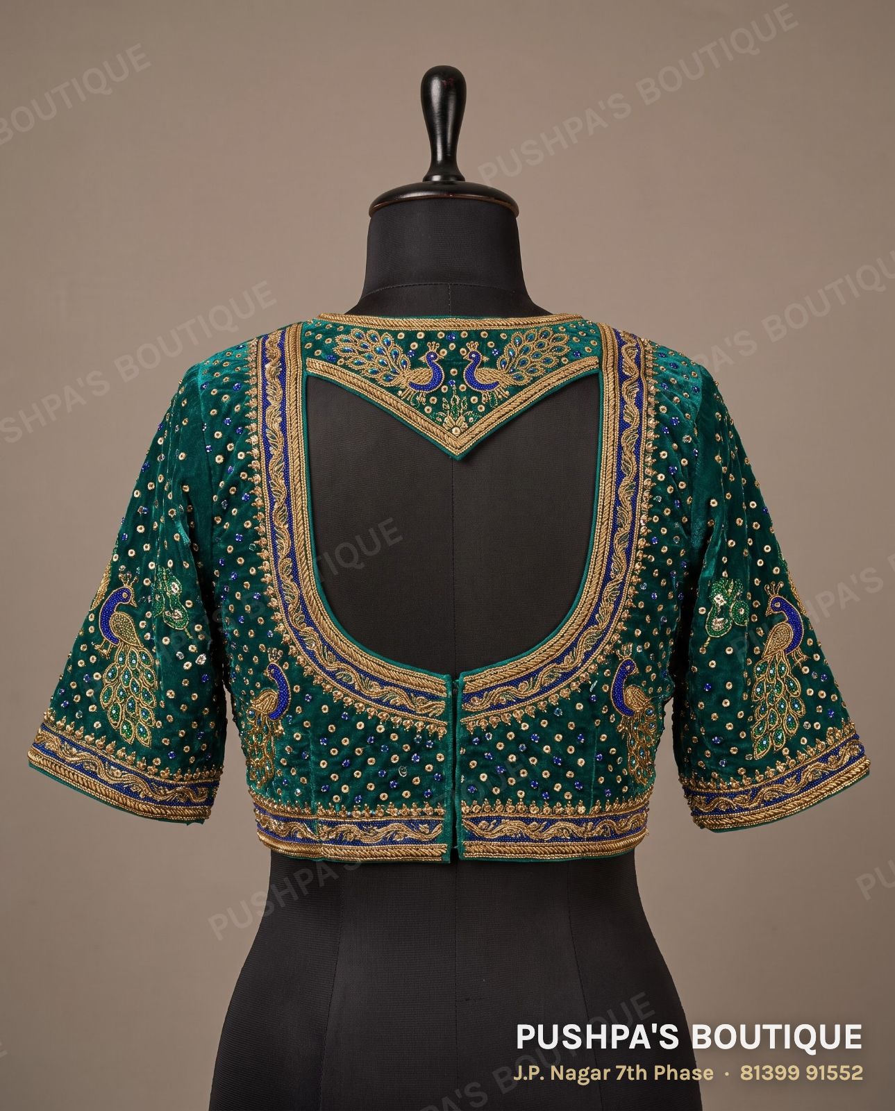 Princess cut blouse with pads PB-045, round neck, deep U back
