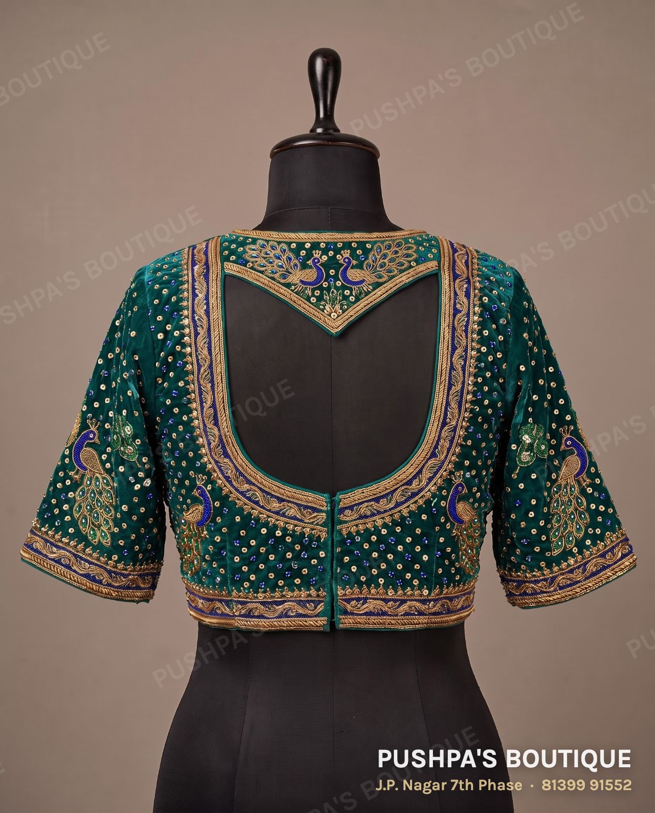 Princess cut blouse with pads PB-045, round neck, deep U back, photo 2
