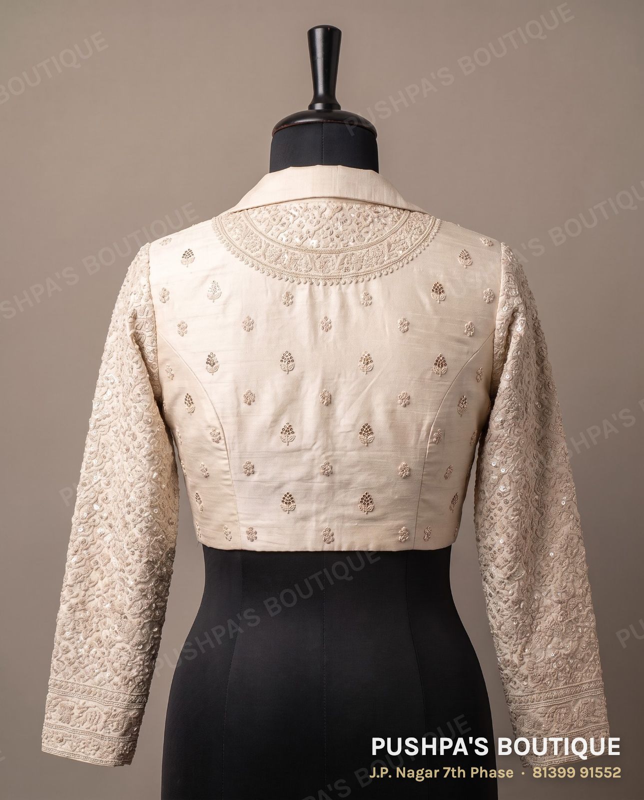 Princess cut blouse with pads PB-047, collar, high back, full sleeve, photo 2