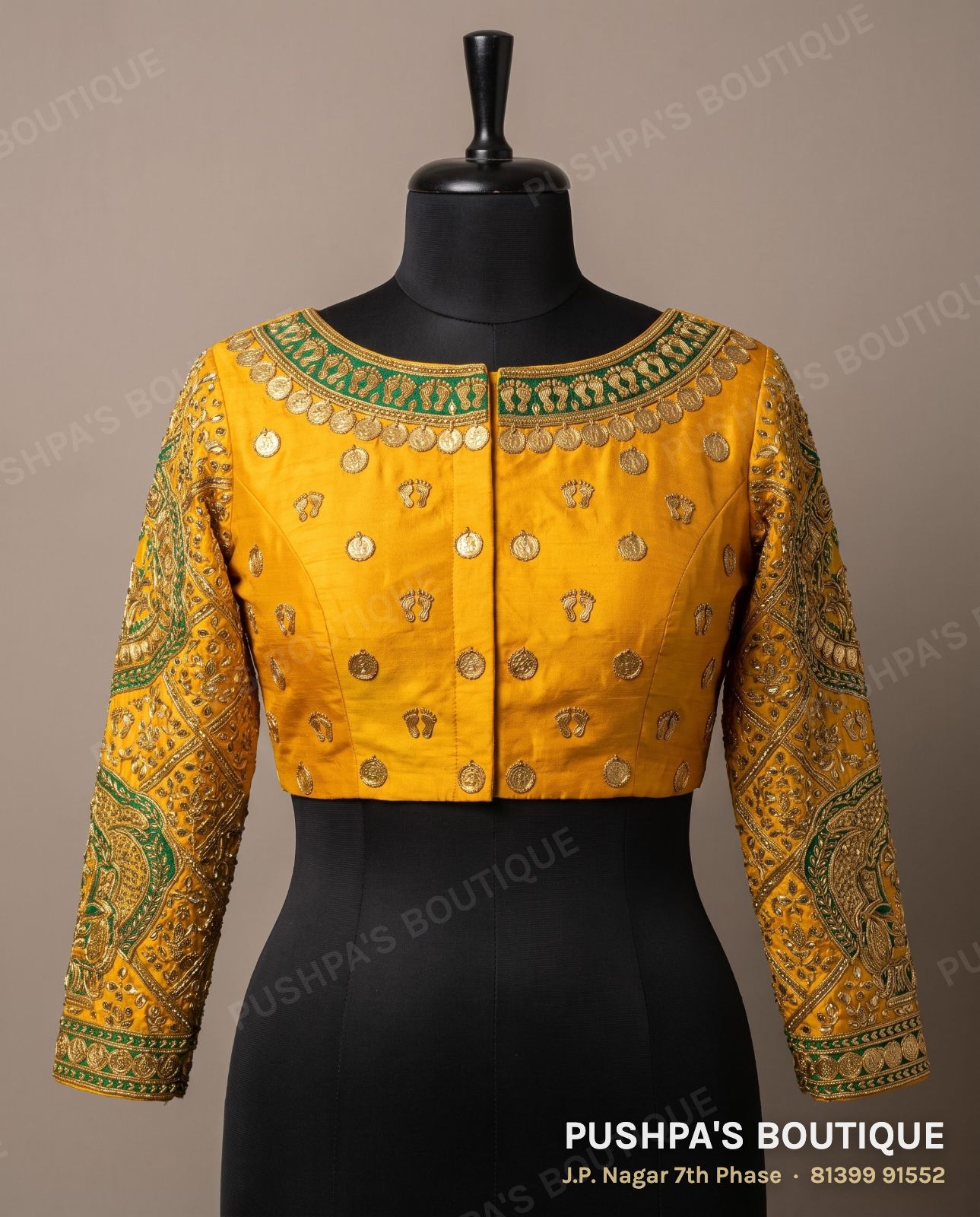 Princess cut blouse with pads PB-048, boat neck, deep U back, full sleeve