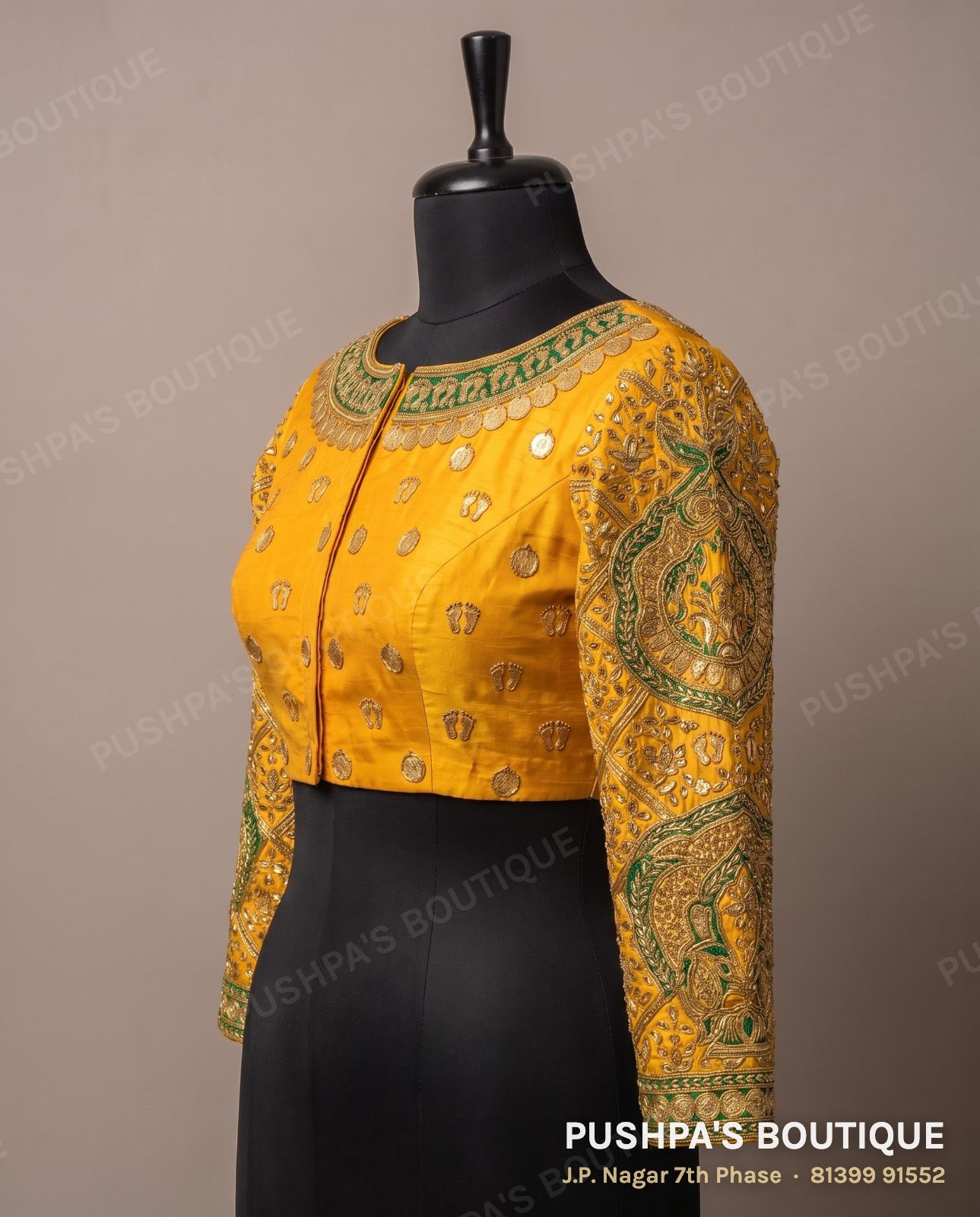 Princess cut blouse with pads PB-048, boat neck, deep U back, full sleeve, photo 3