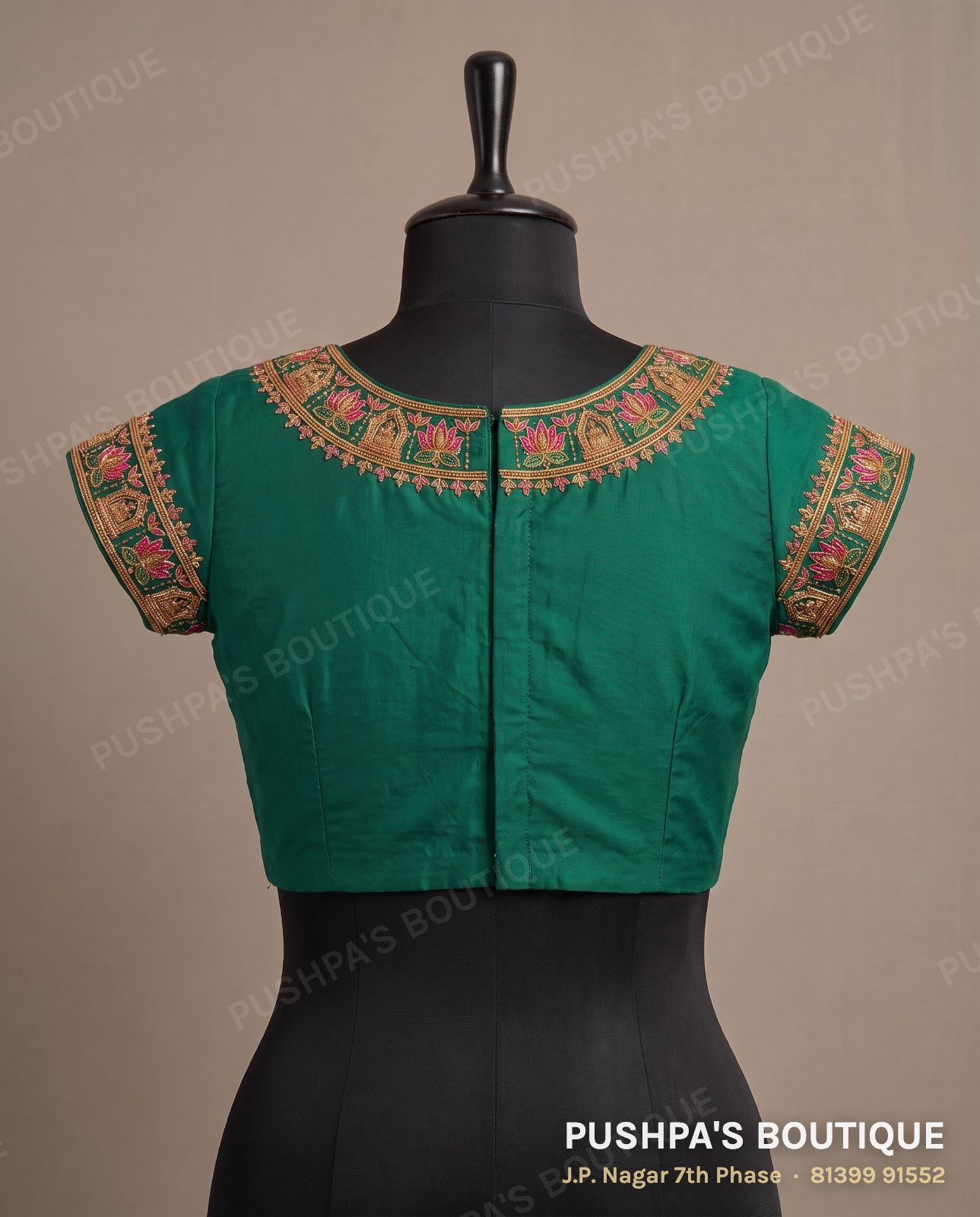 Princess cut blouse with pads PB-052, round neck, zip back, cap sleeve, photo 2