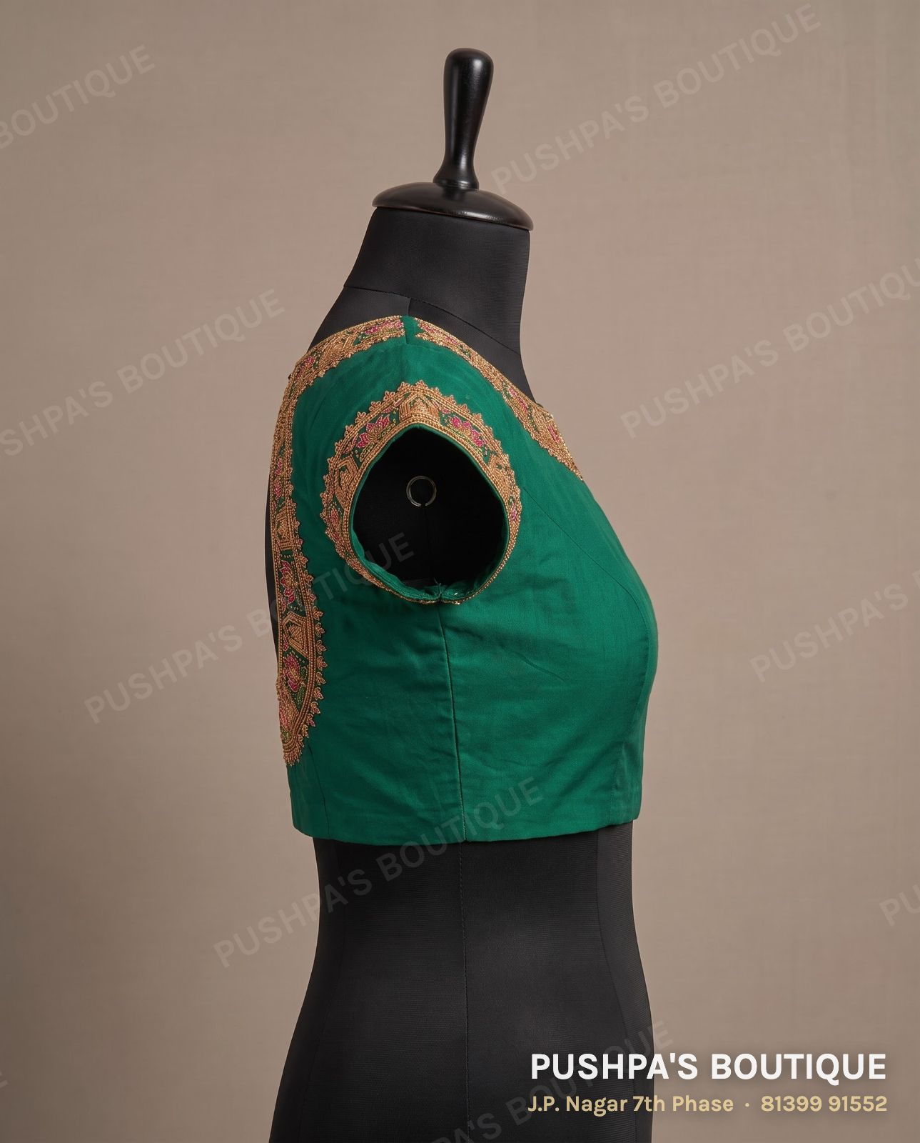 Princess cut blouse with pads PB-052, round neck, zip back, cap sleeve, photo 3