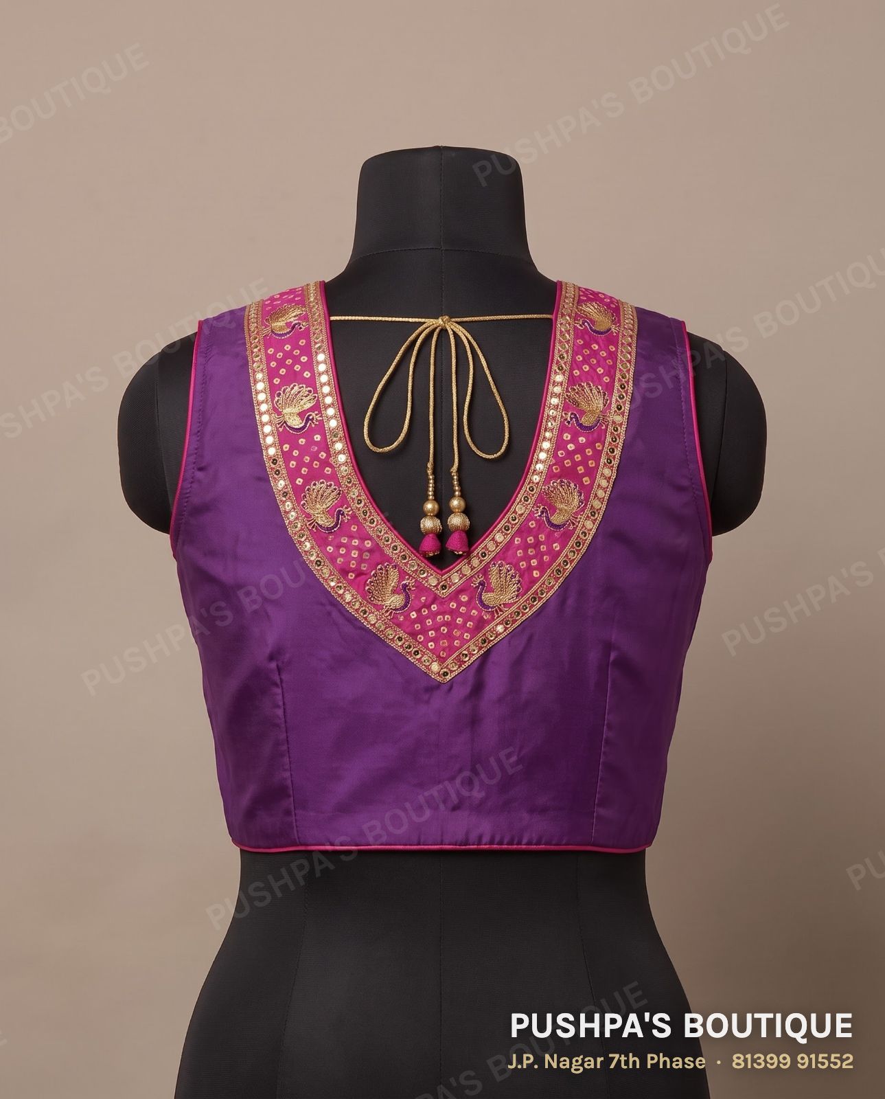 Princess cut blouse with pads PB-054, collar, keyhole back, sleeveless, photo 2