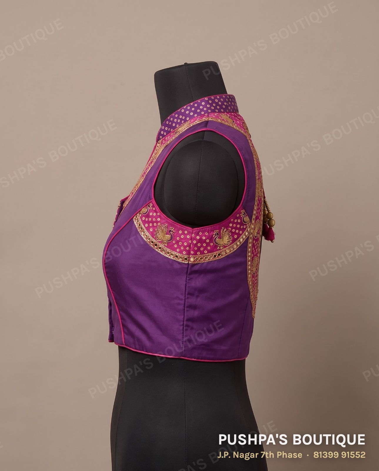 Princess cut blouse with pads PB-054, collar, keyhole back, sleeveless, photo 3