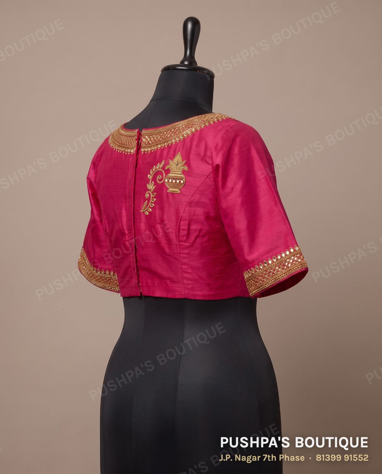 Princess cut blouse with pads PB-055, boat neck, zip back, photo 3