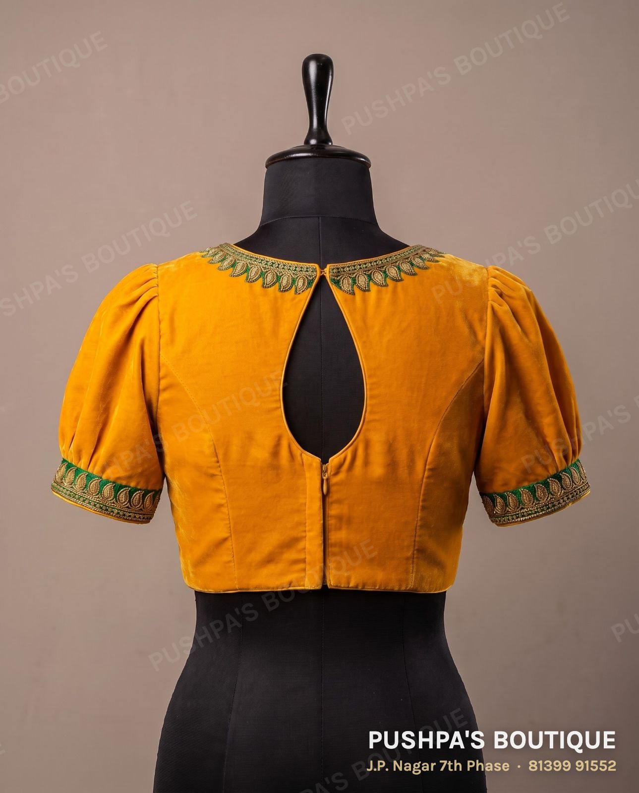 Princess cut blouse with pads PB-057, keyhole back, puff sleeve, photo 2