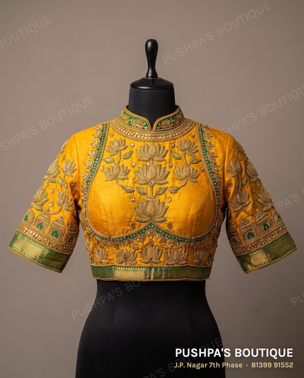 Princess cut blouse PB-062, high neck, zip back