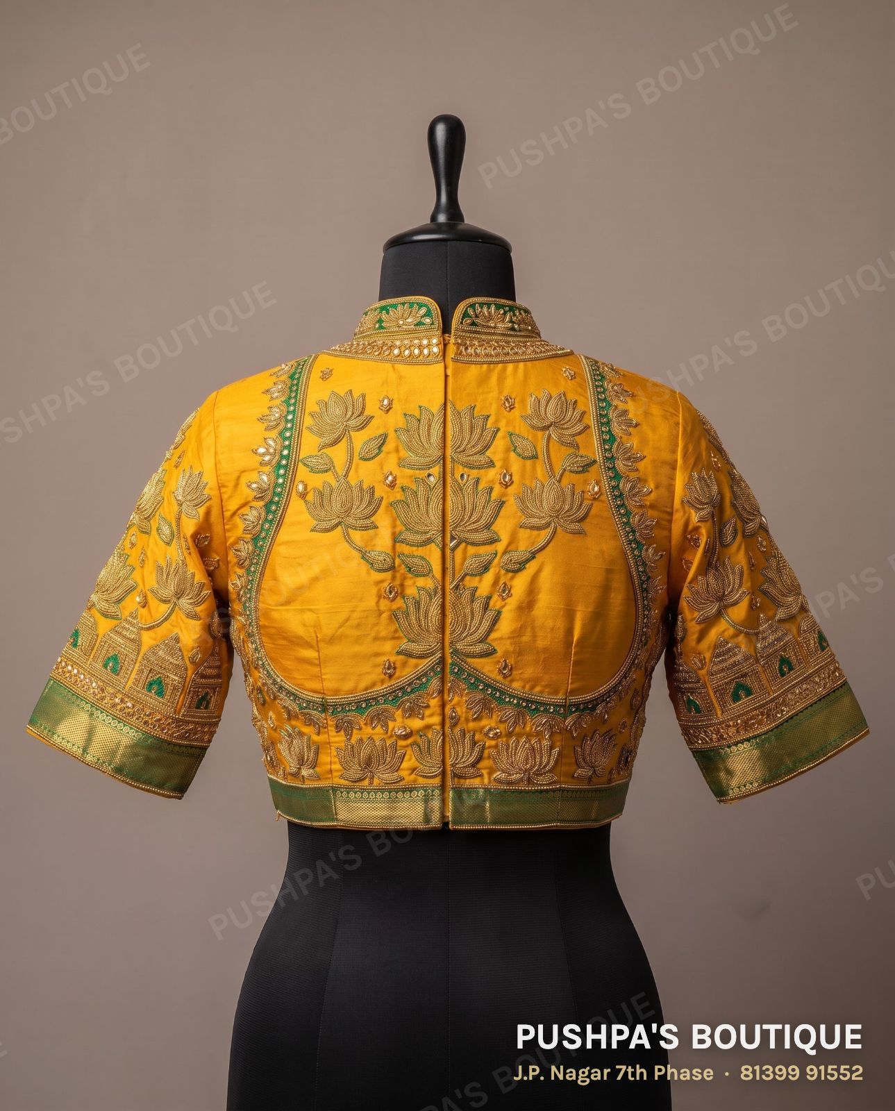 Princess cut blouse PB-062, high neck, zip back, photo 2