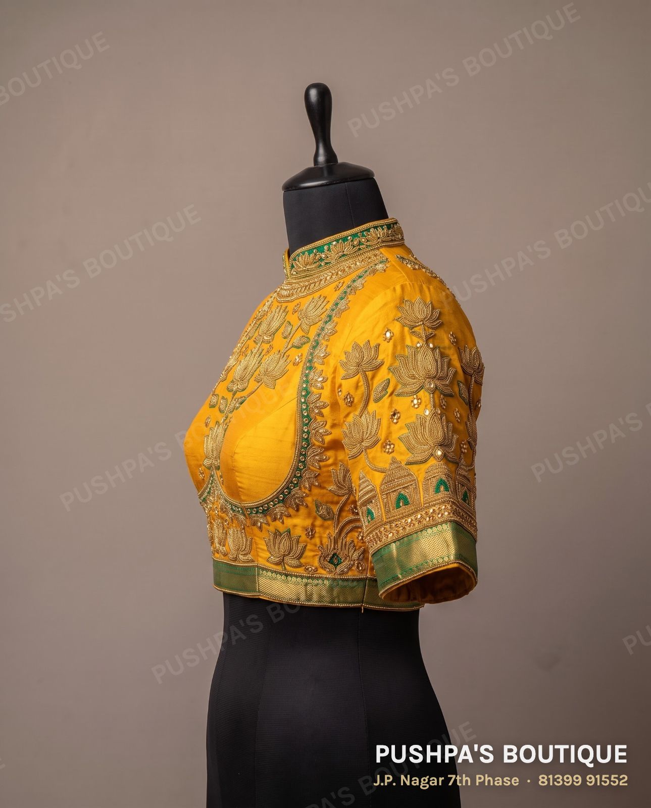 Princess cut blouse PB-062, high neck, zip back, photo 3