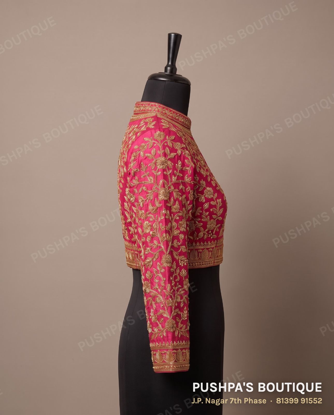 Princess cut blouse PB-065, collar, zip back, full sleeve, photo 3