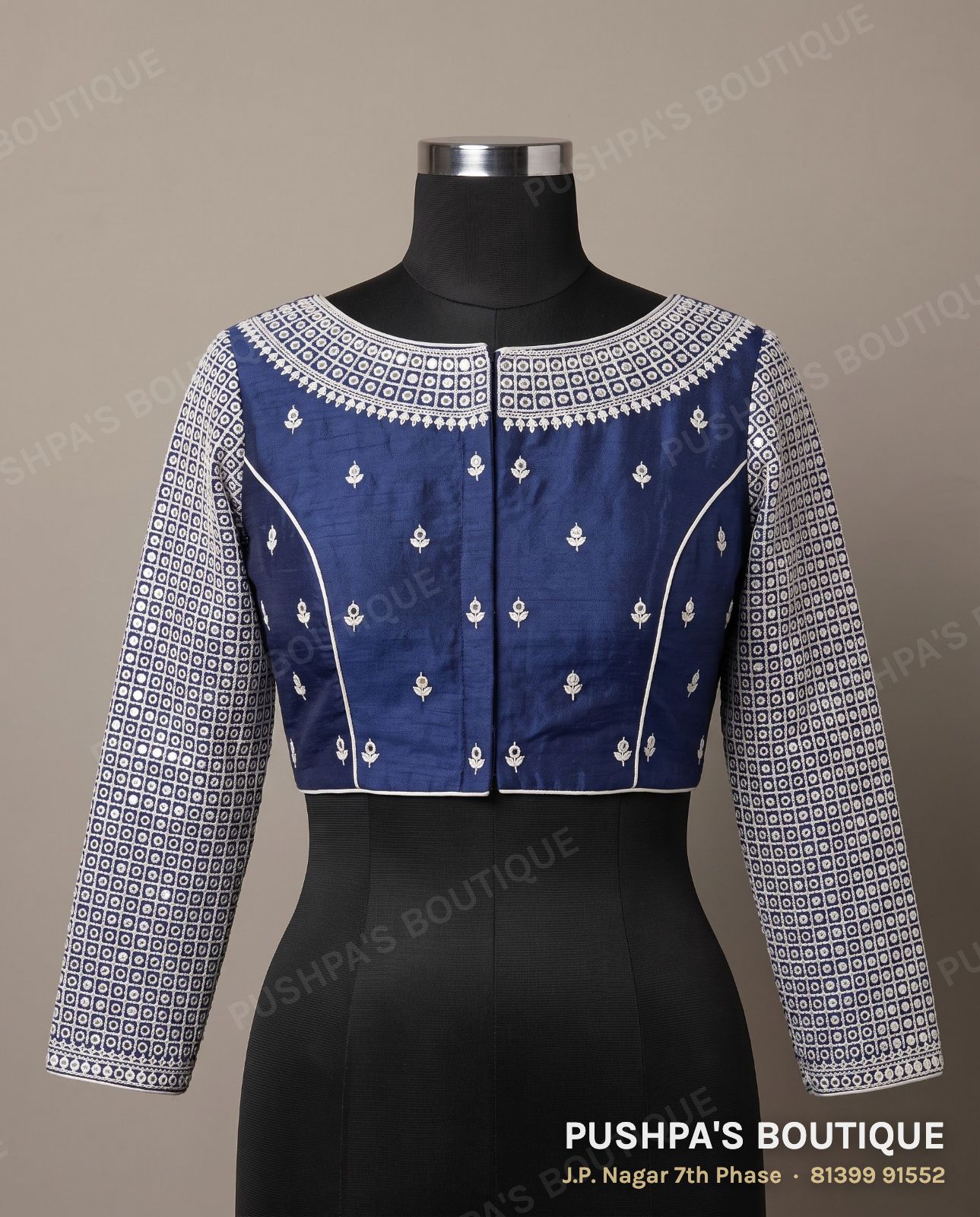Princess cut blouse PB-066, boat neck, dori back, full sleeve