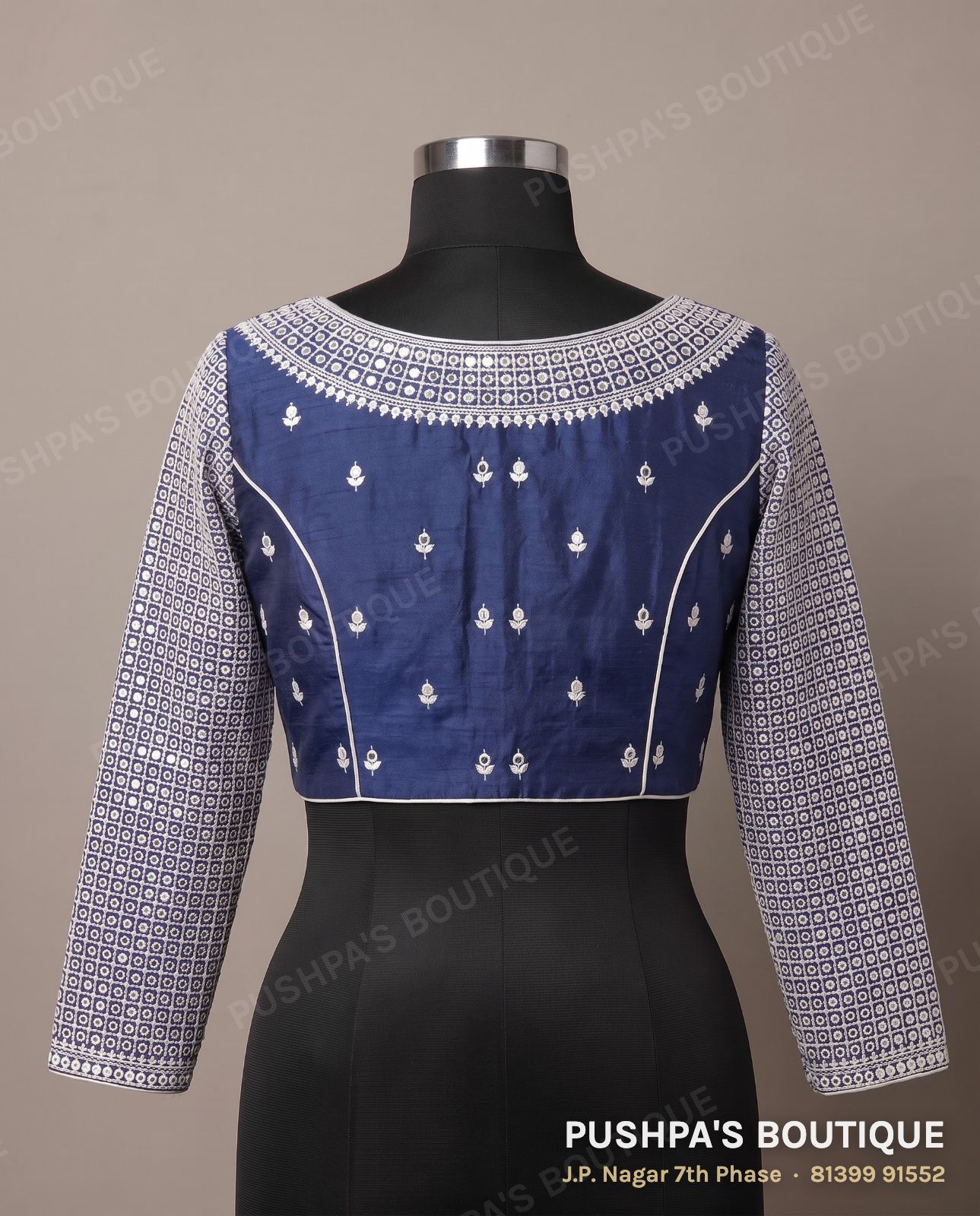 Princess cut blouse PB-066, boat neck, dori back, full sleeve, photo 2