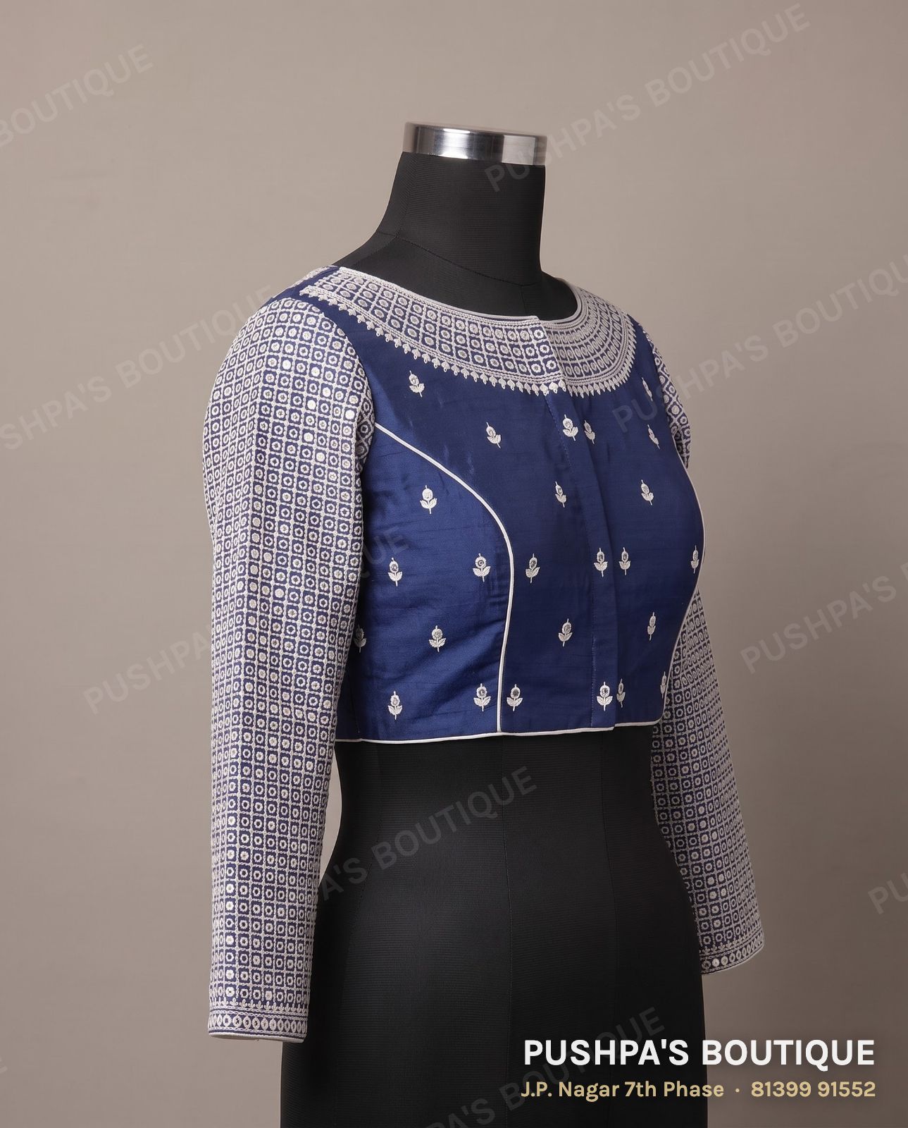 Princess cut blouse PB-066, boat neck, dori back, full sleeve, photo 3