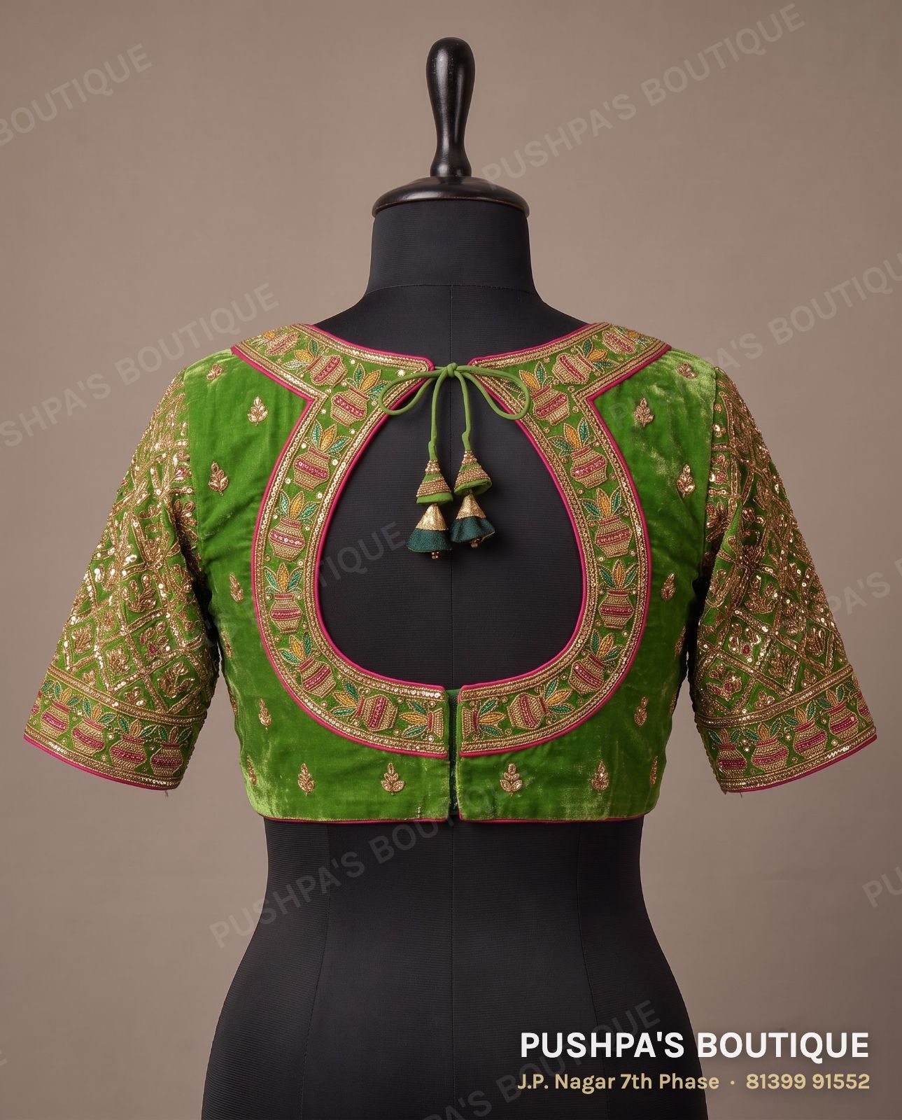 Princess cut blouse PB-067, V neck, window back, three quarter sleeve, photo 2