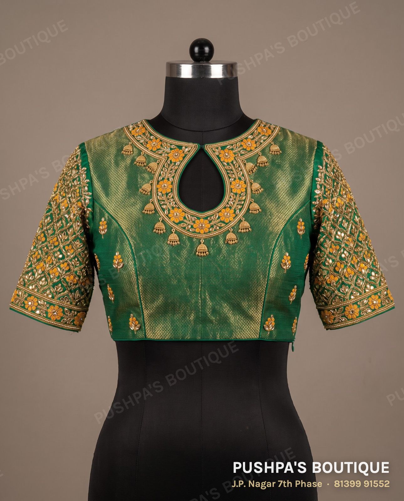 Princess cut blouse PB-068, zip back, elbow sleeve
