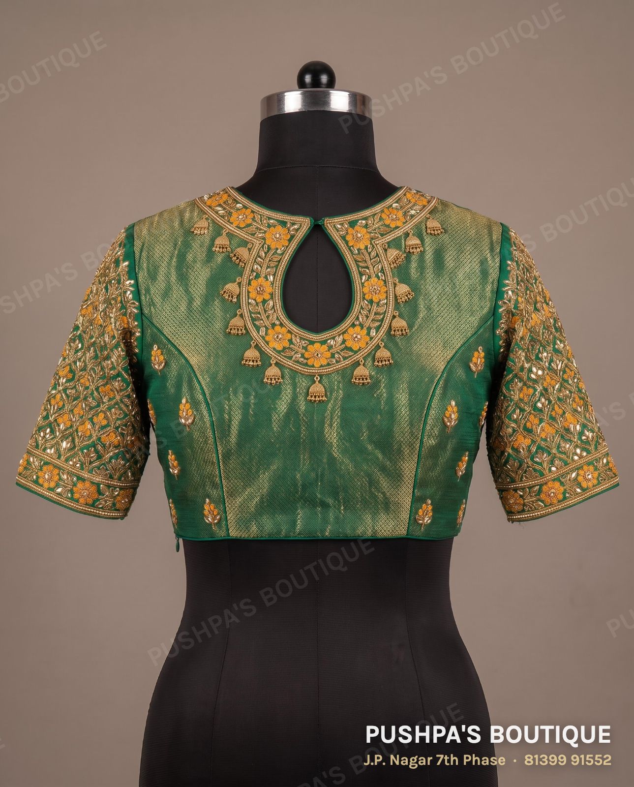 Princess cut blouse PB-068, zip back, elbow sleeve, photo 2