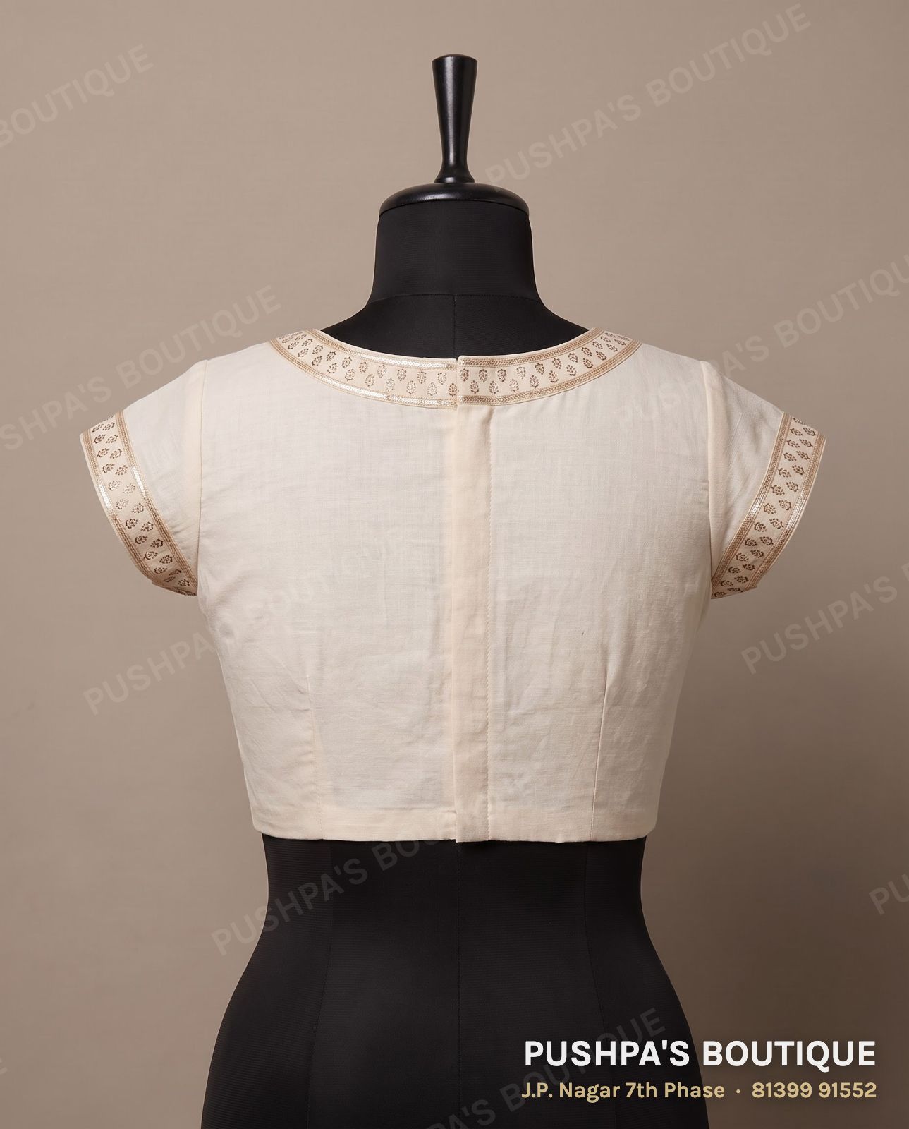 Princess cut blouse PB-071, round neck, button back, cap sleeve, photo 2