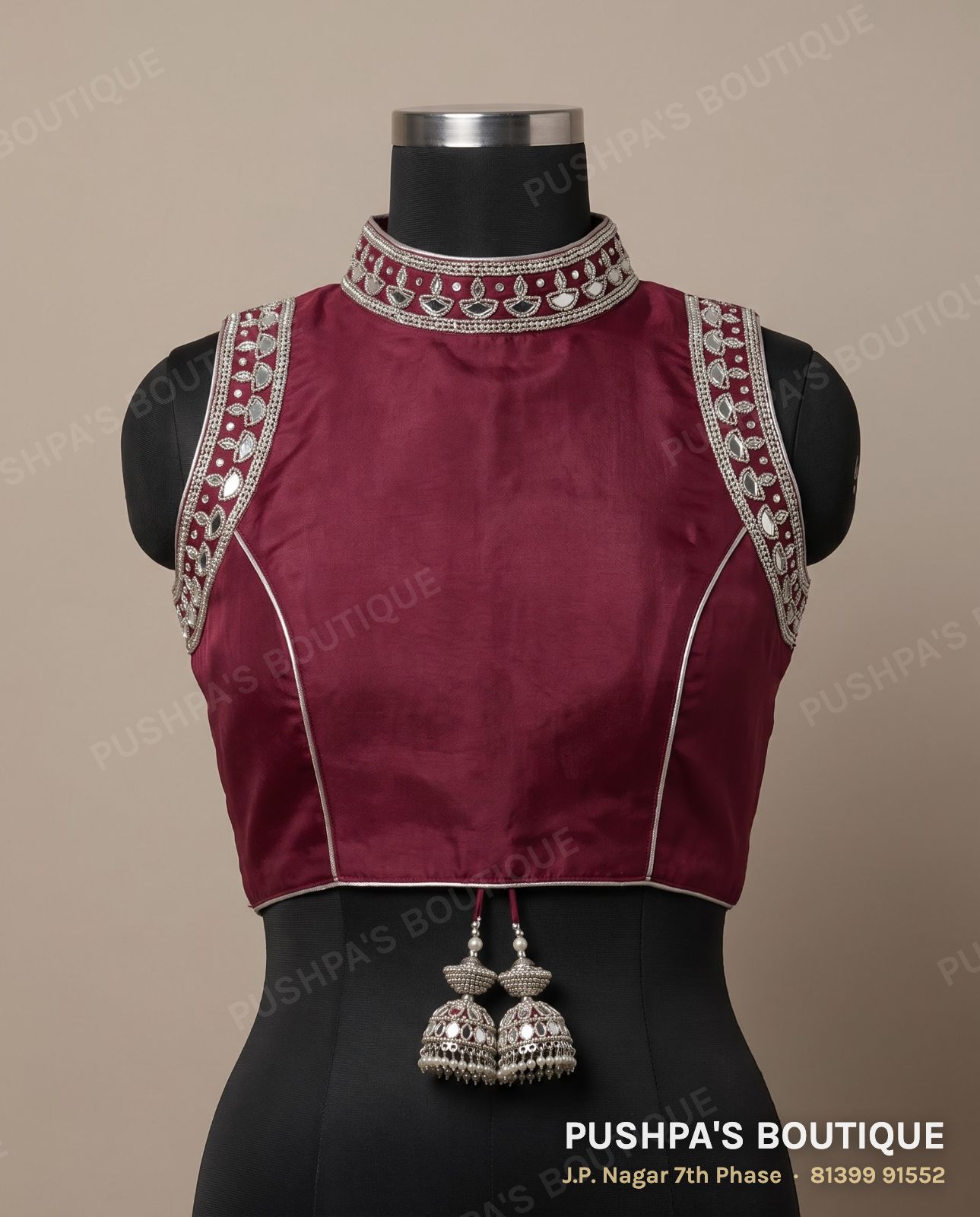 Princess cut blouse PB-072, collar, window back, sleeveless