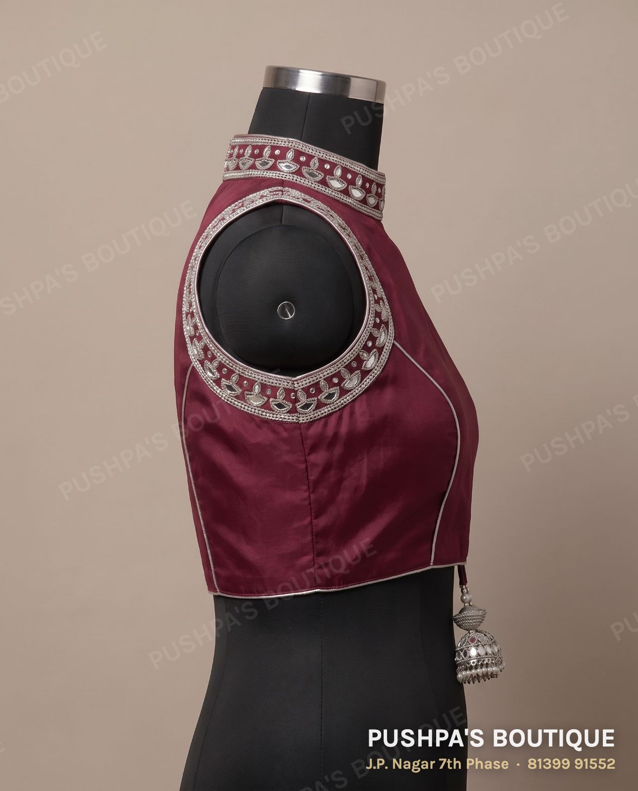 Princess cut blouse PB-072, collar, window back, sleeveless, photo 3