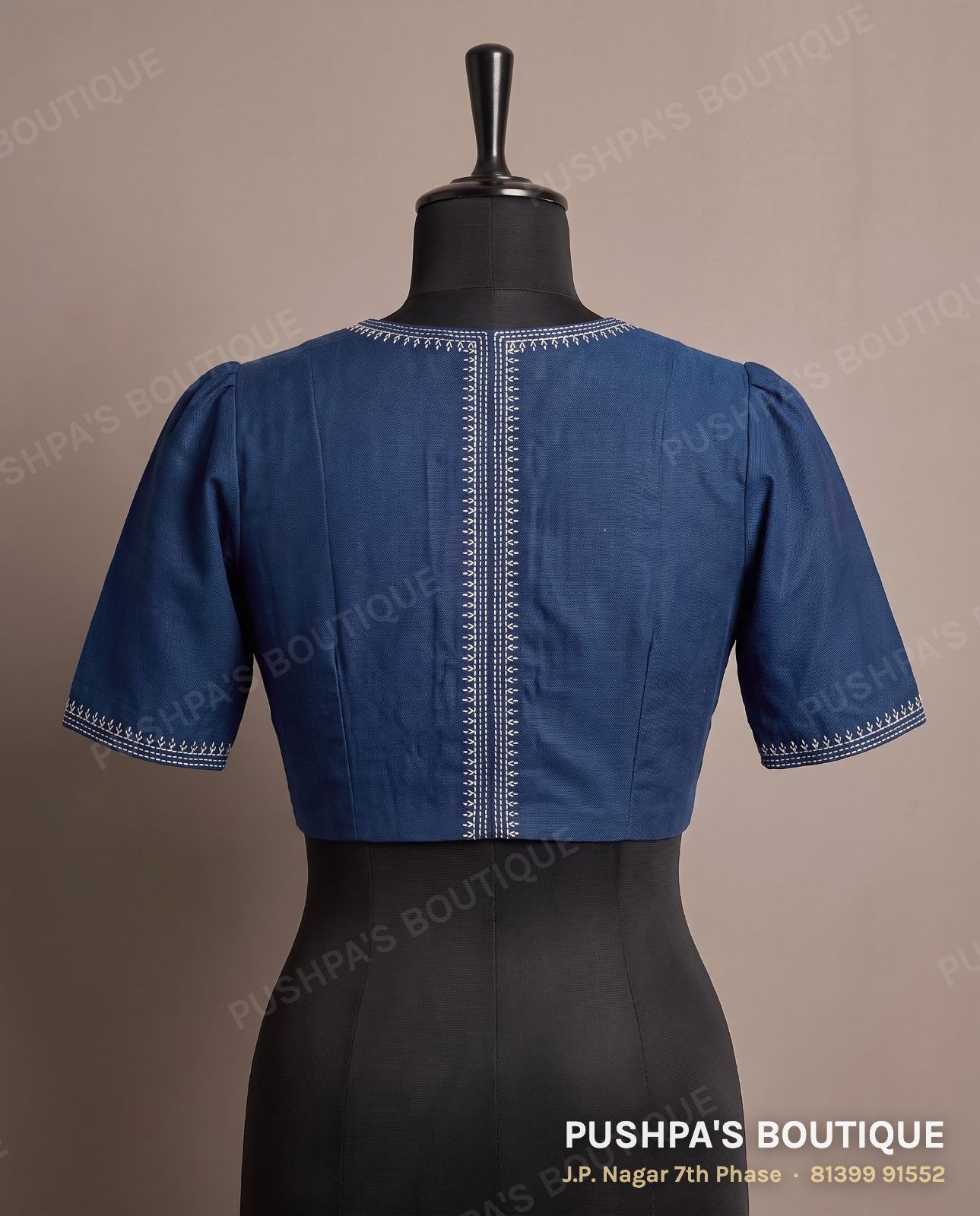 Princess cut blouse PB-074, window back, puff sleeve, photo 2