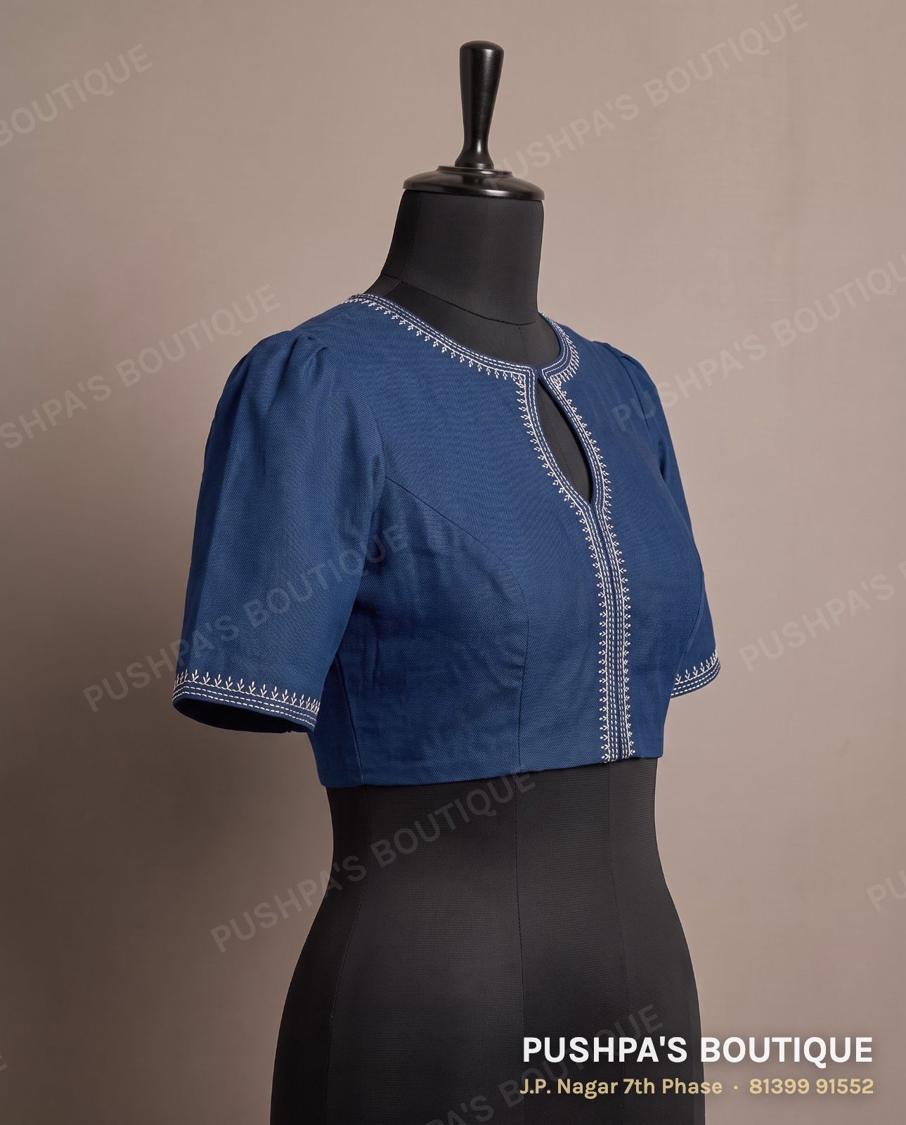 Princess cut blouse PB-074, window back, puff sleeve, photo 3