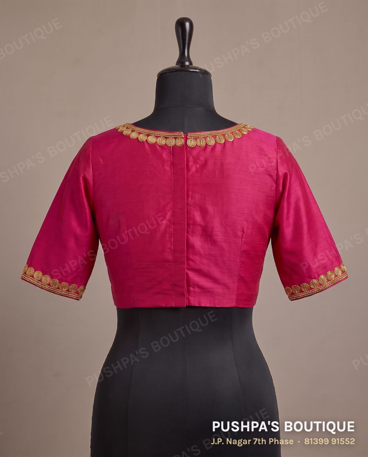 Princess cut blouse PB-075, sweetheart neck, button back, elbow sleeve, photo 2