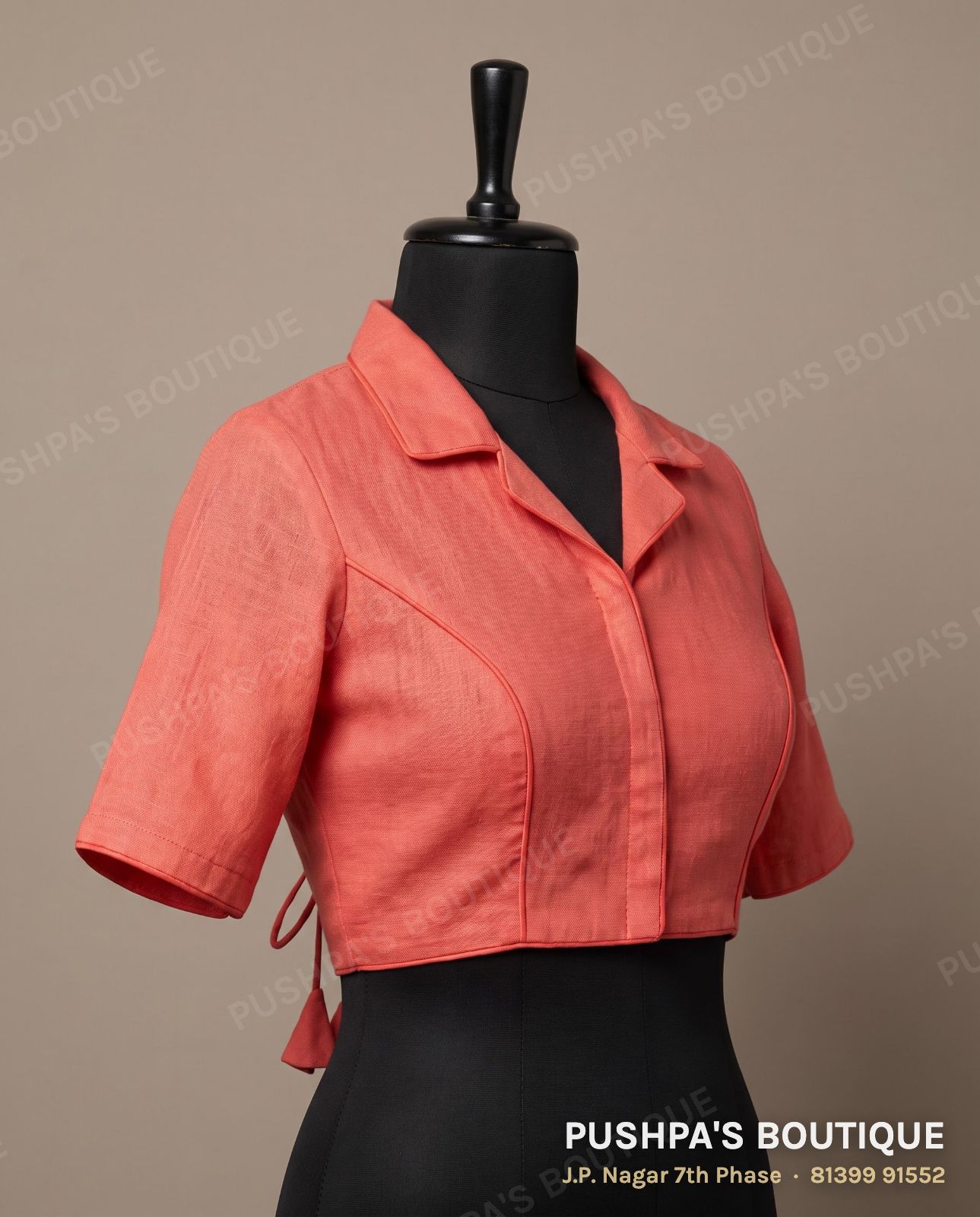 Princess cut blouse PB-076, collar, dori back, elbow sleeve