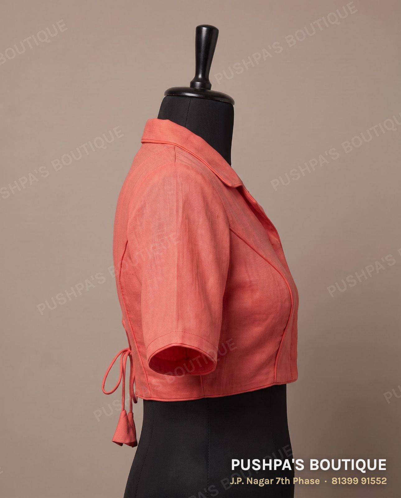 Princess cut blouse PB-076, collar, dori back, elbow sleeve, photo 3
